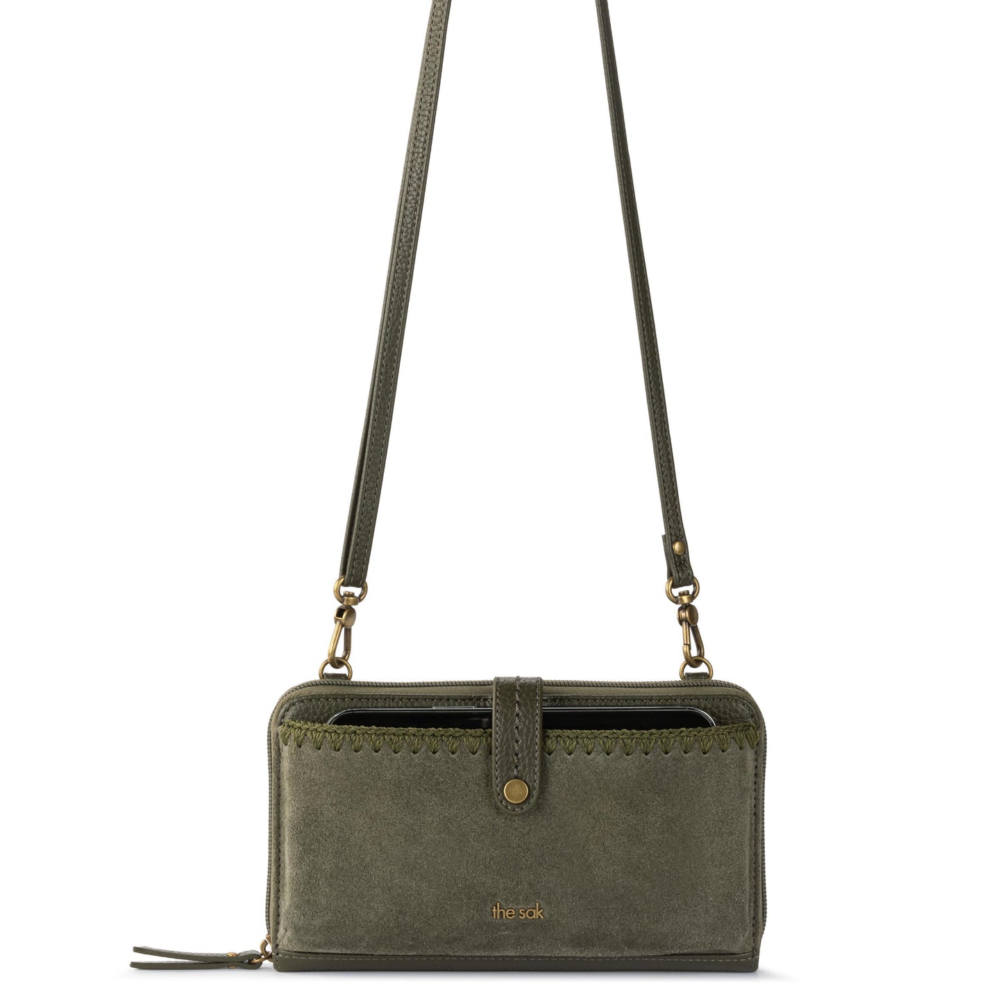 The Sak Iris Large Smartphone Crossbody Leather - |Moss Suede|