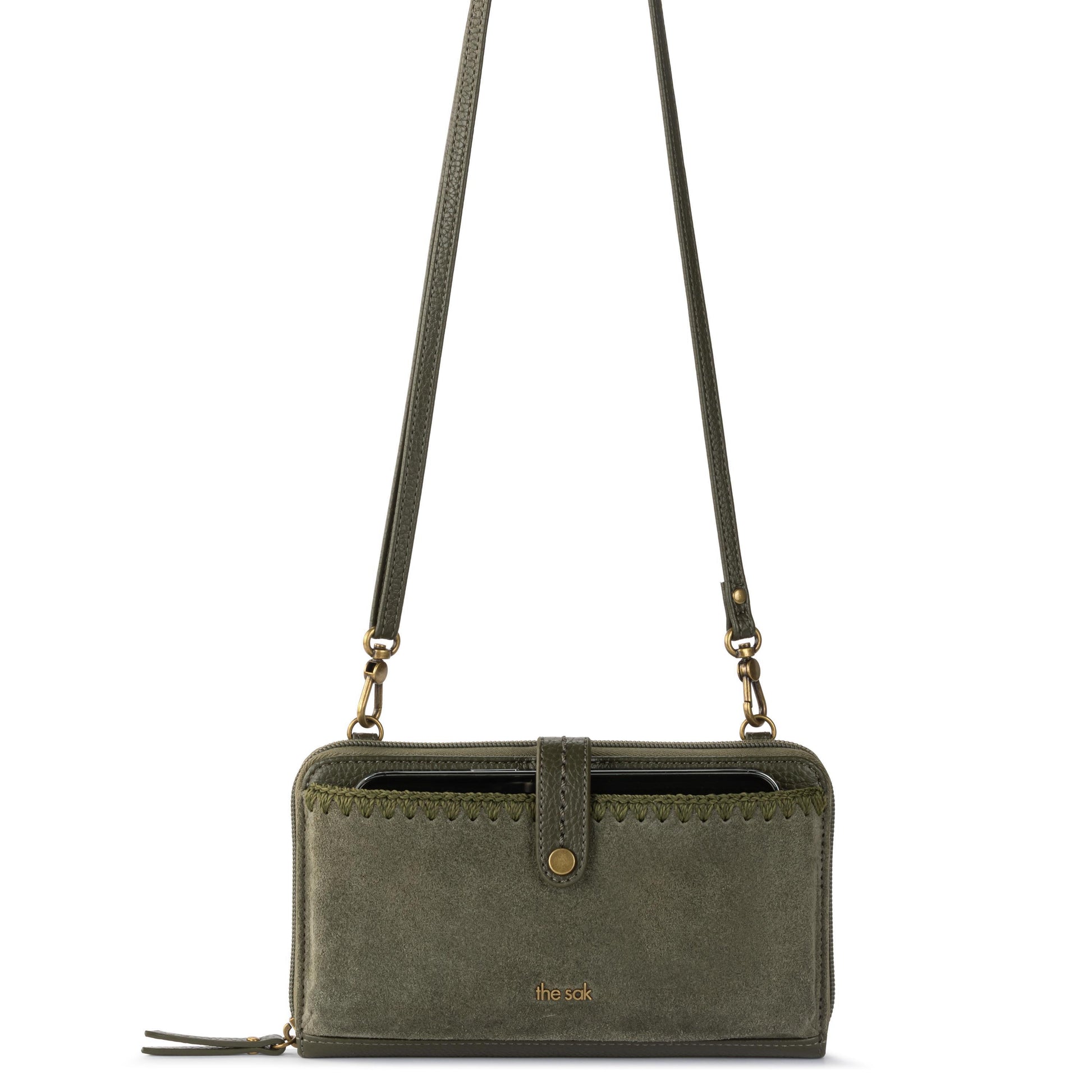 The Sak Iris Large Smartphone Crossbody Leather - |Moss Suede|