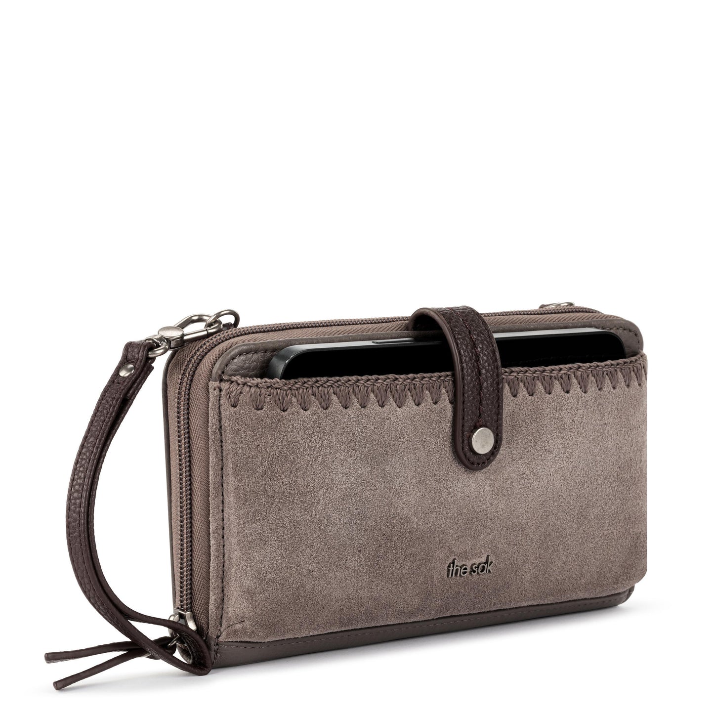 The Sak Iris Large Smartphone Crossbody Leather - |Mushroom Suede|