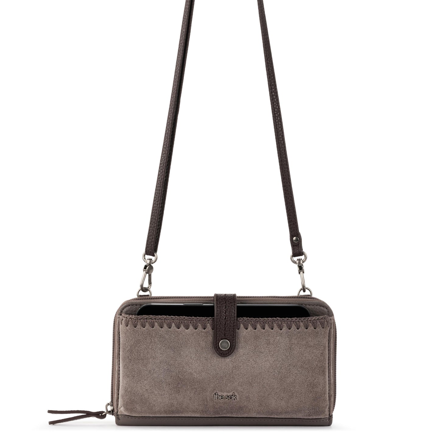 The Sak Iris Large Smartphone Crossbody Leather - |Mushroom Suede|