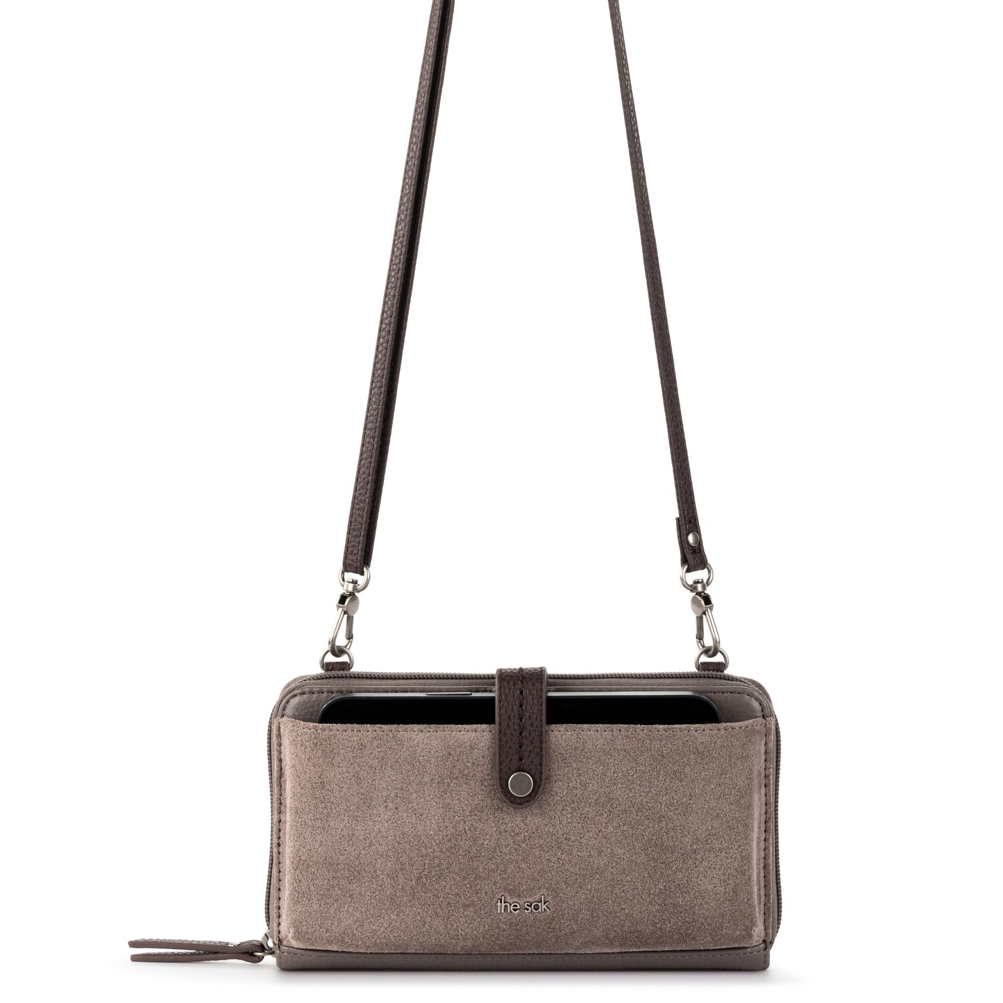 The Sak Iris Large Smartphone Crossbody Leather - |Mushroom Suede 2|