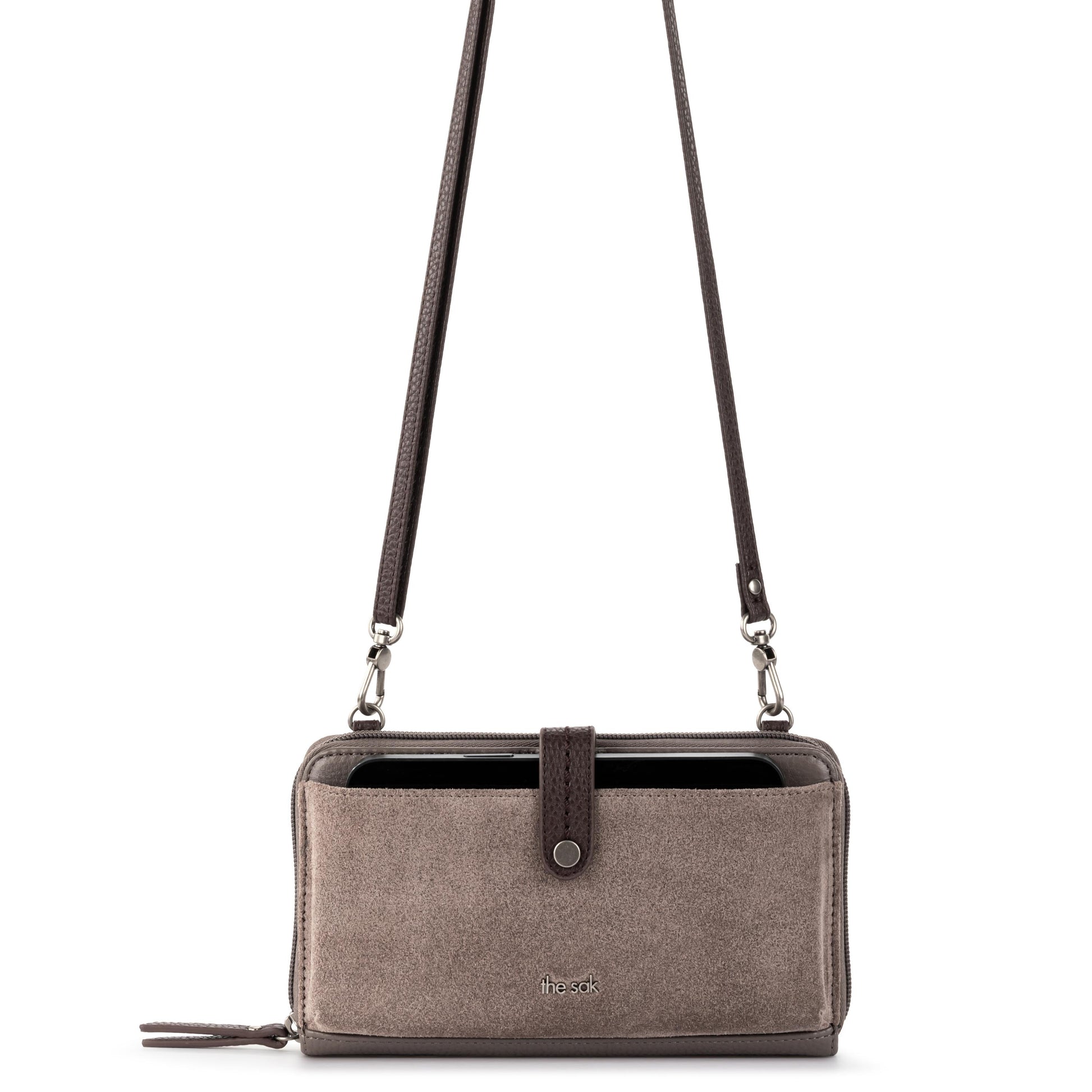 The Sak Iris Large Smartphone Crossbody Leather - |Mushroom Suede 2|