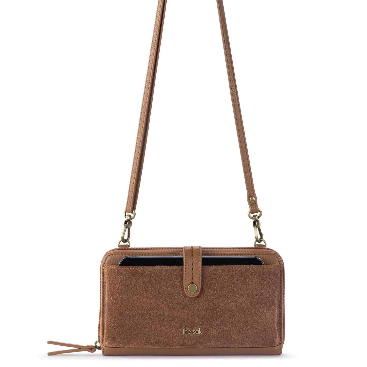 The Sak Iris Large Smartphone Crossbody Leather - |Tobacco Suede|