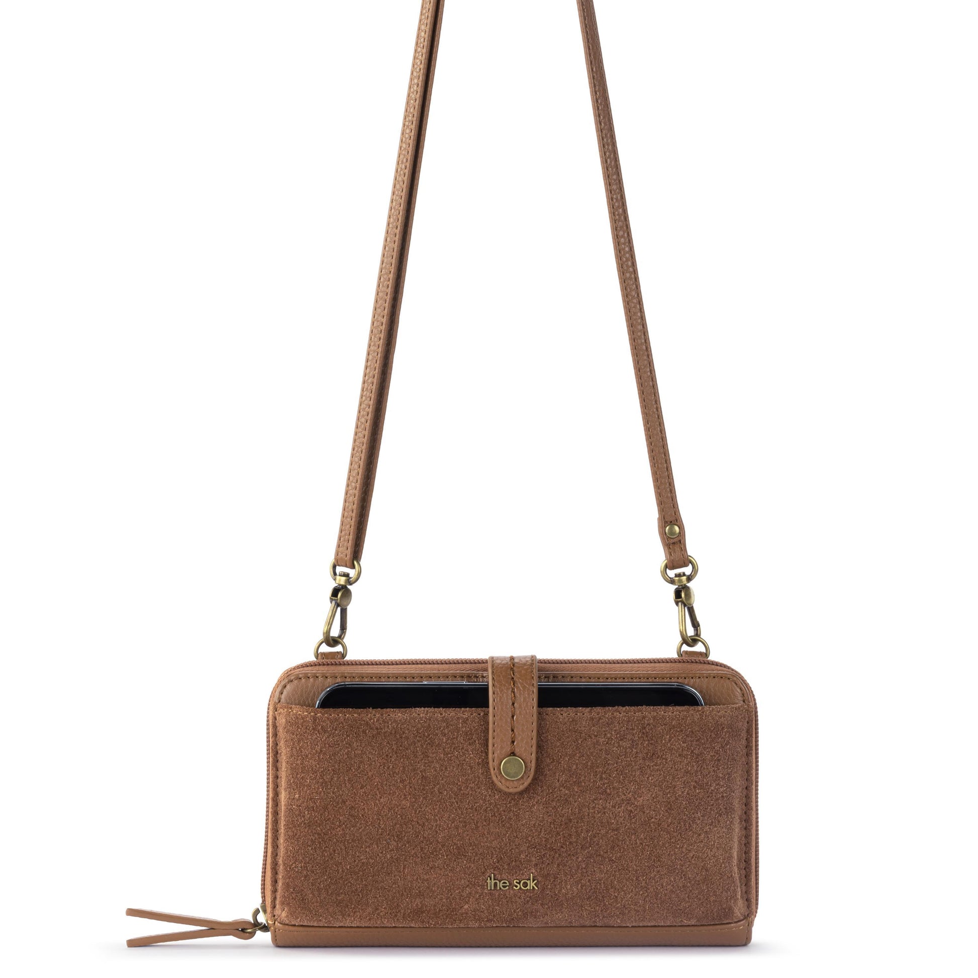 The Sak Iris Large Smartphone Crossbody Leather - |Tobacco Suede|