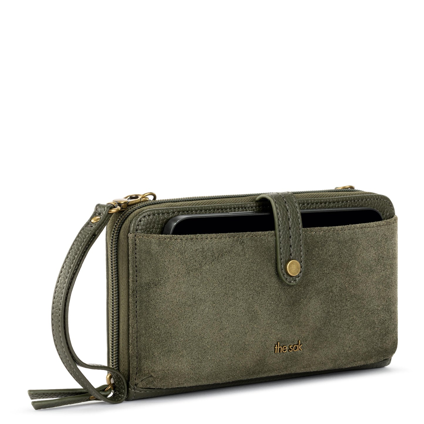 The Sak Iris Large Smartphone Crossbody Leather - |Moss Suede 2|