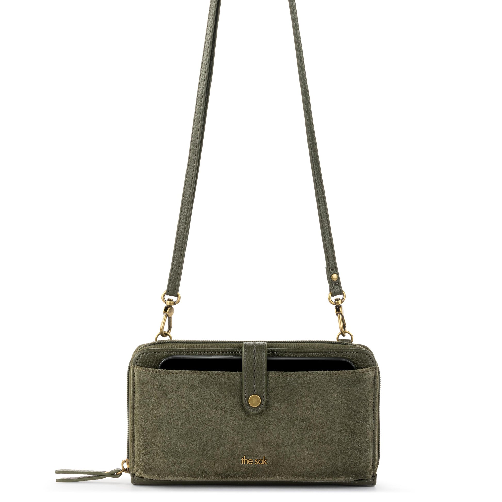 The Sak Iris Large Smartphone Crossbody Leather - |Moss Suede 2|