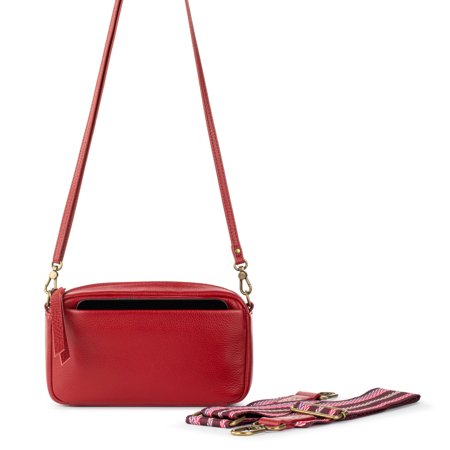 The Sak Cora Smartphone Crossbody Leather - |Scarlet|