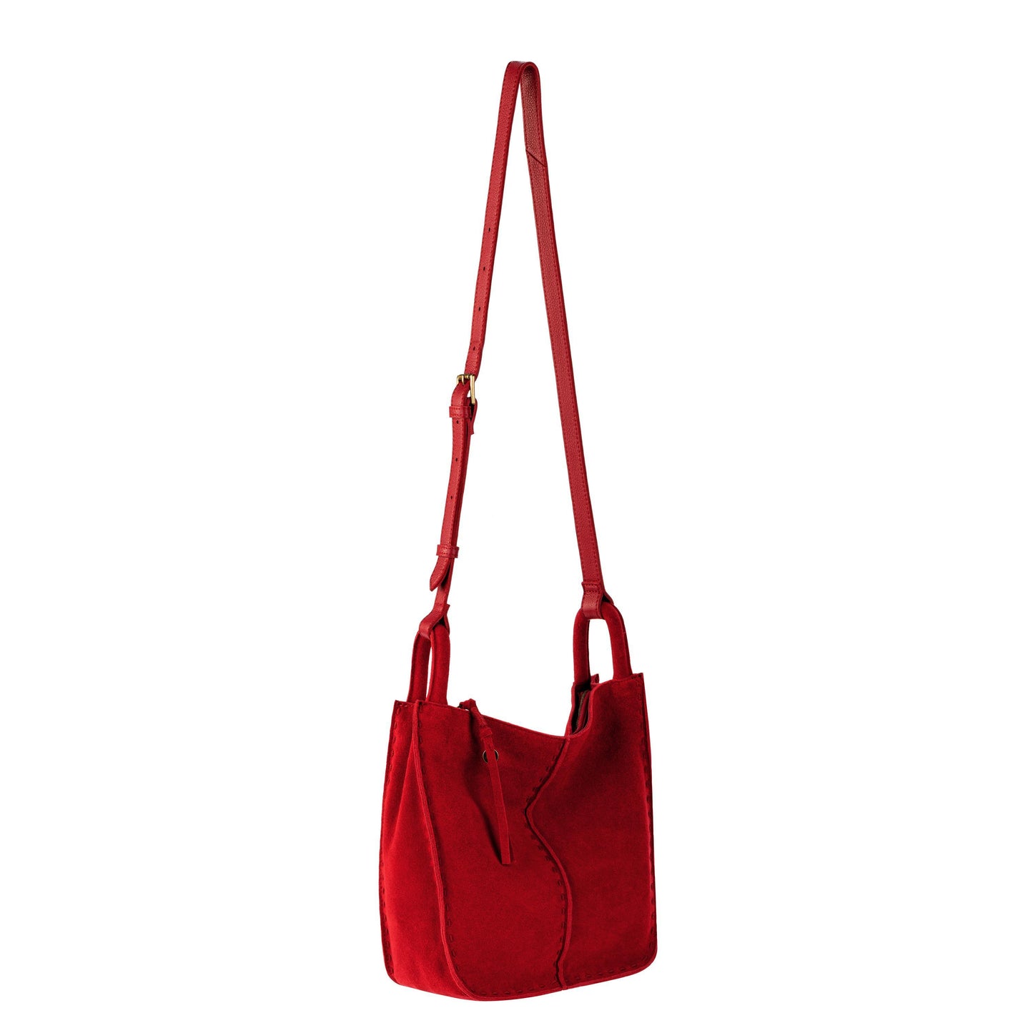 The Sak Los Feliz Slouchy Crossbody Leather - |Scarlet Suede|