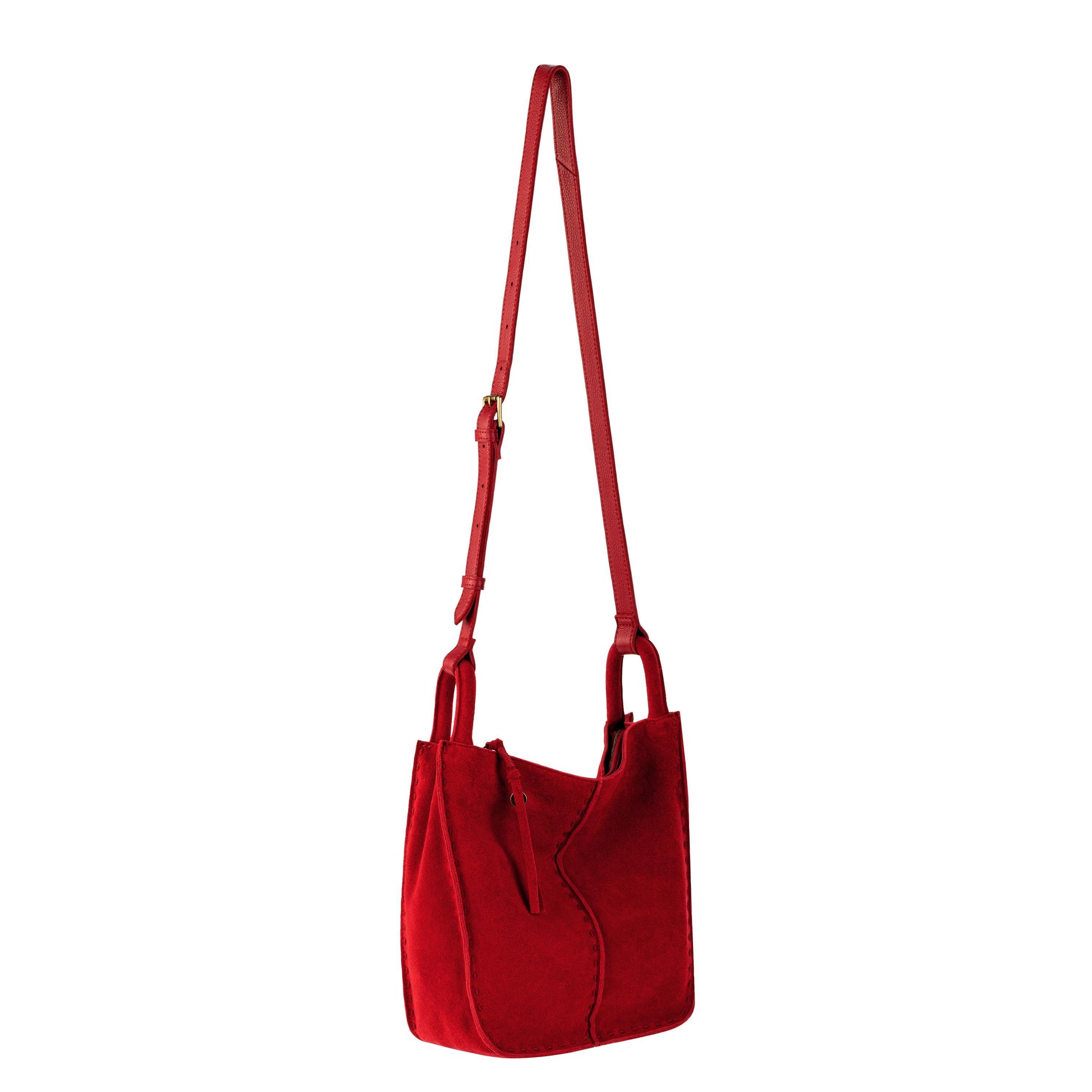 The Sak Los Feliz Slouchy Crossbody Leather - |Scarlet Suede|