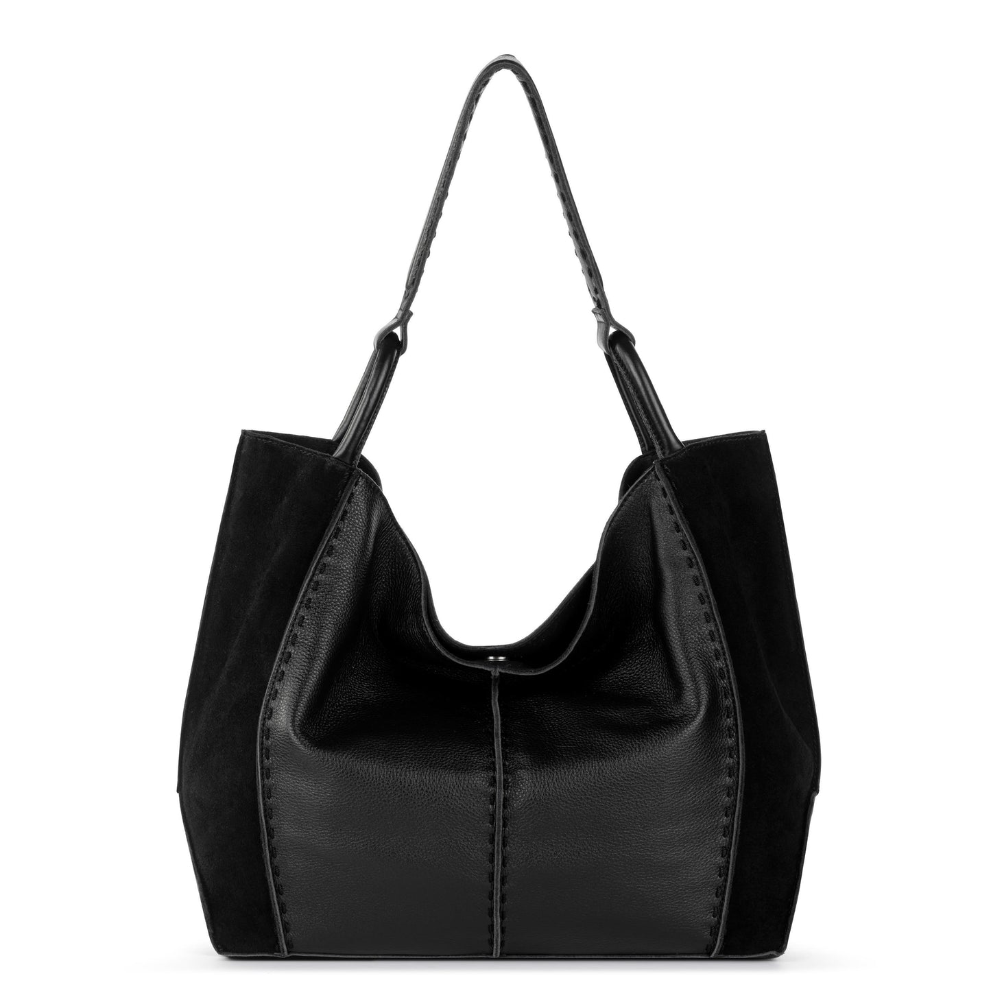 The Sak Los Feliz Slouchy Large Tote Leather - |Black Suede Block|