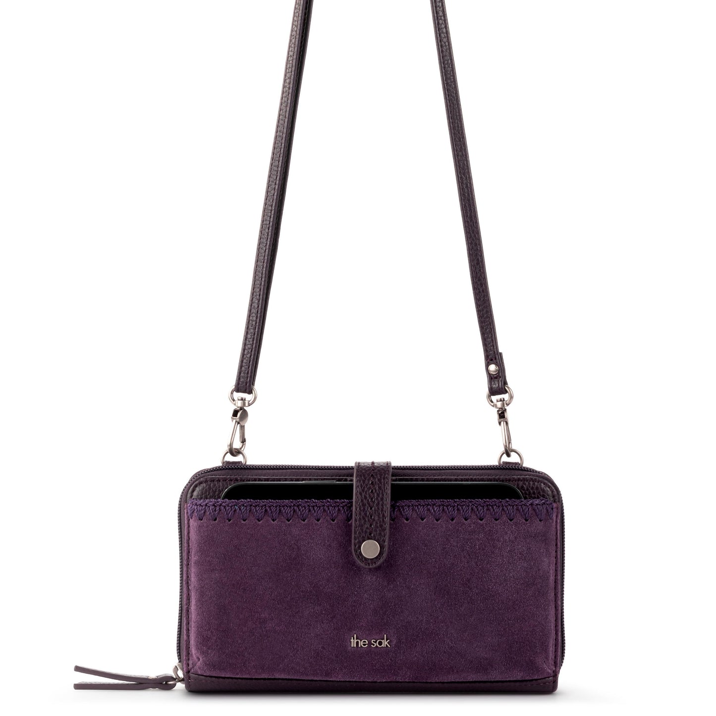 The Sak Iris Large Smartphone Crossbody Leather - |Aubergine Suede|