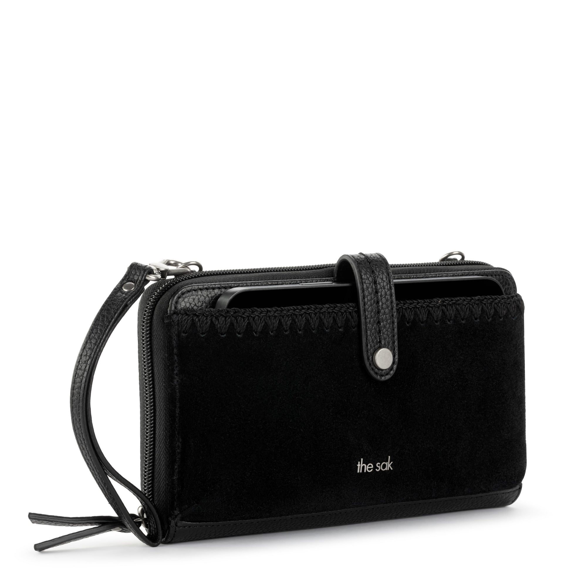 The Sak Iris Large Smartphone Crossbody Leather - |Black Suede Block|