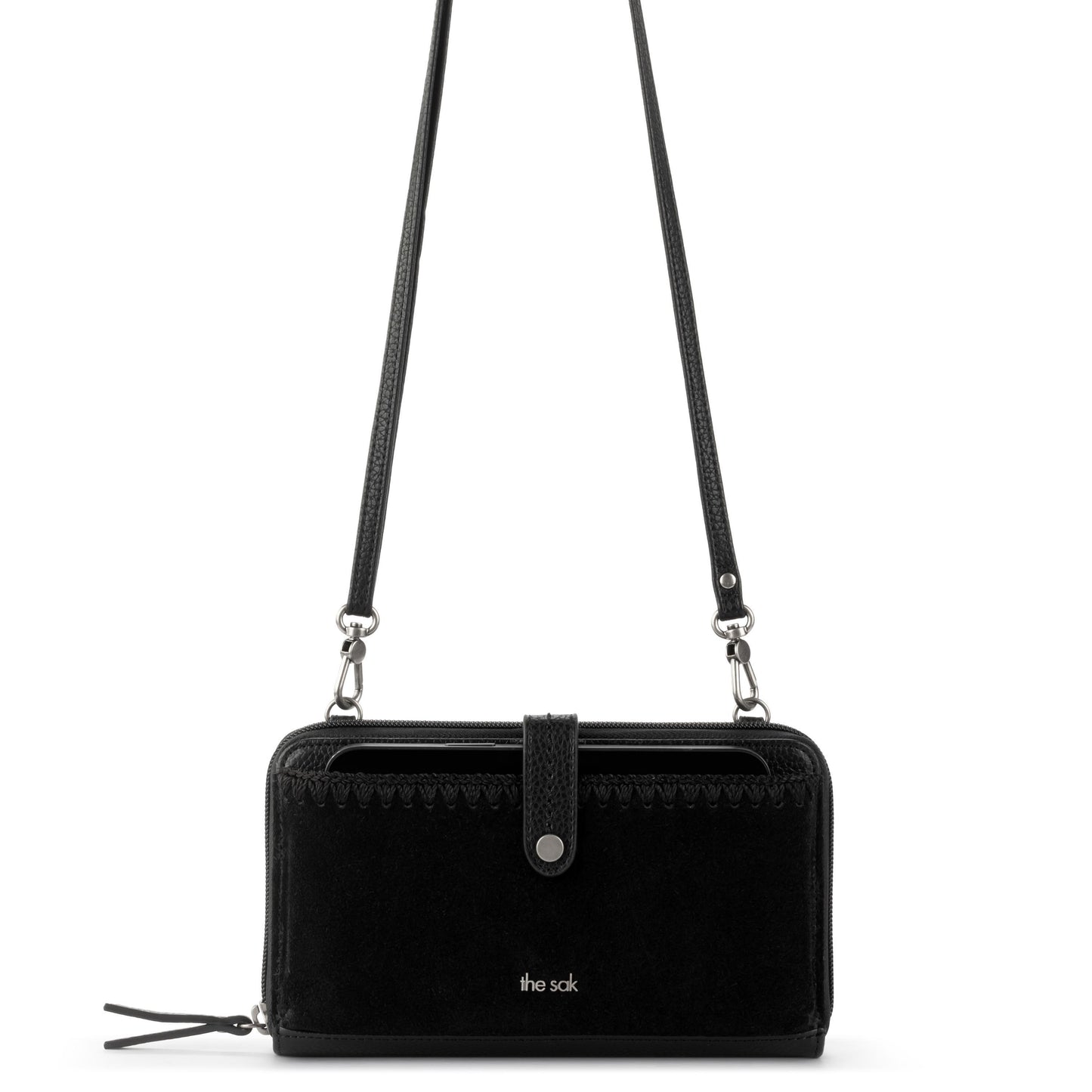 The Sak Iris Large Smartphone Crossbody Leather - |Black Suede Block|