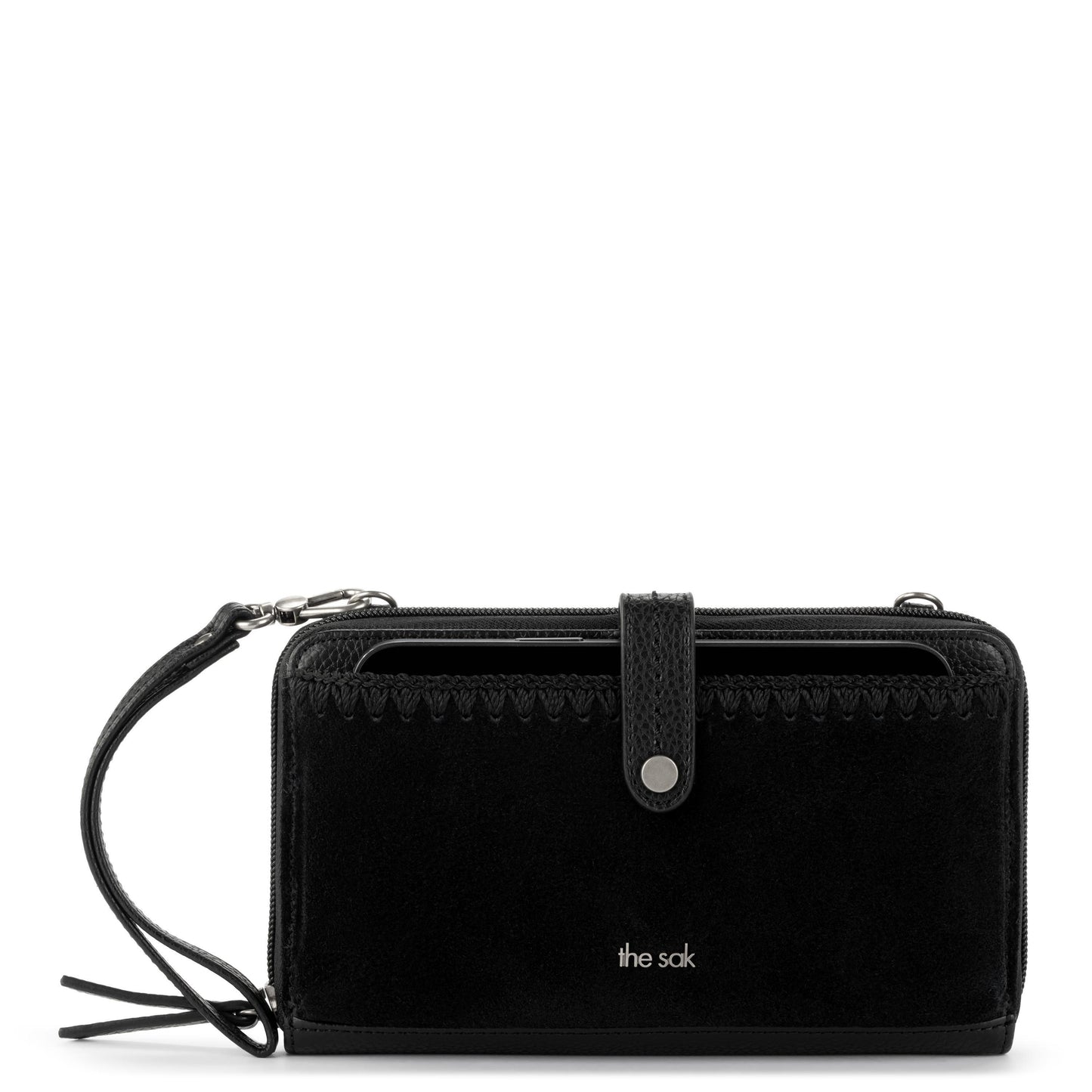 The Sak Iris Large Smartphone Crossbody Leather - |Black Suede Block|