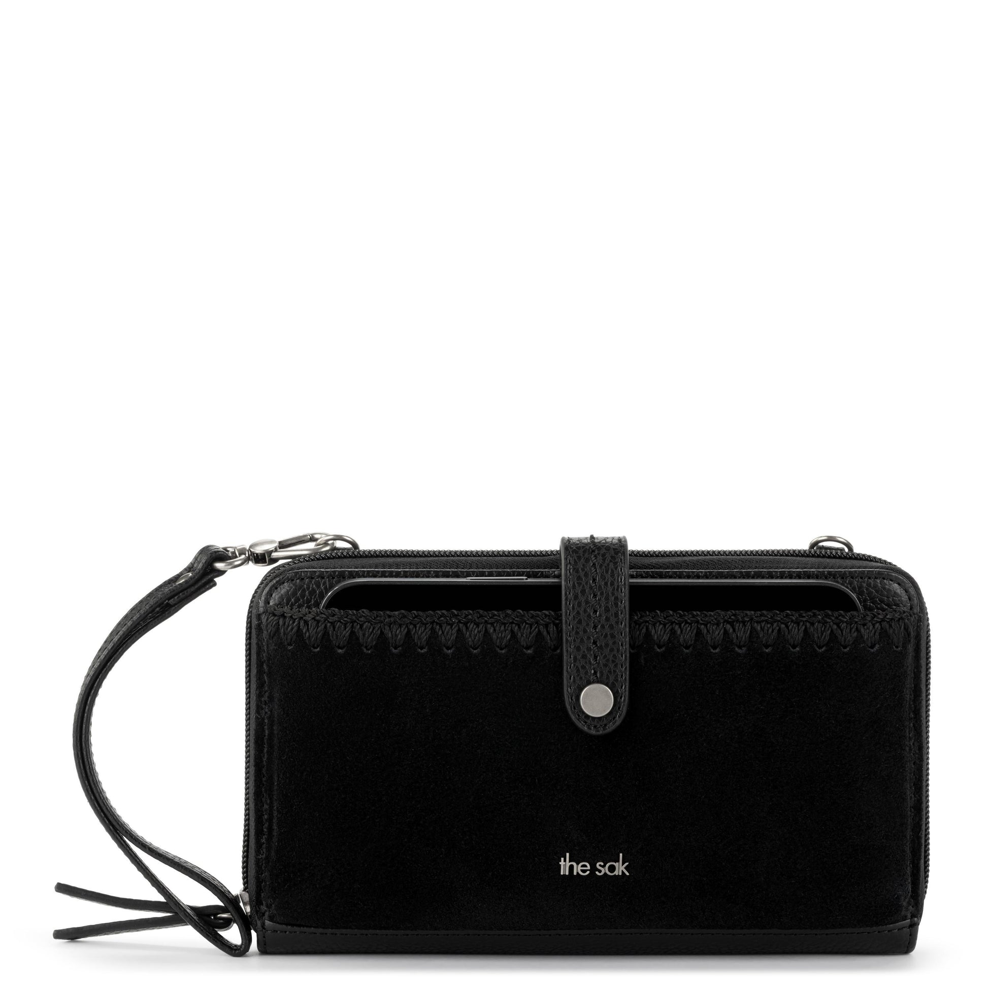 The Sak Iris Large Smartphone Crossbody Leather - |Black Suede Block|