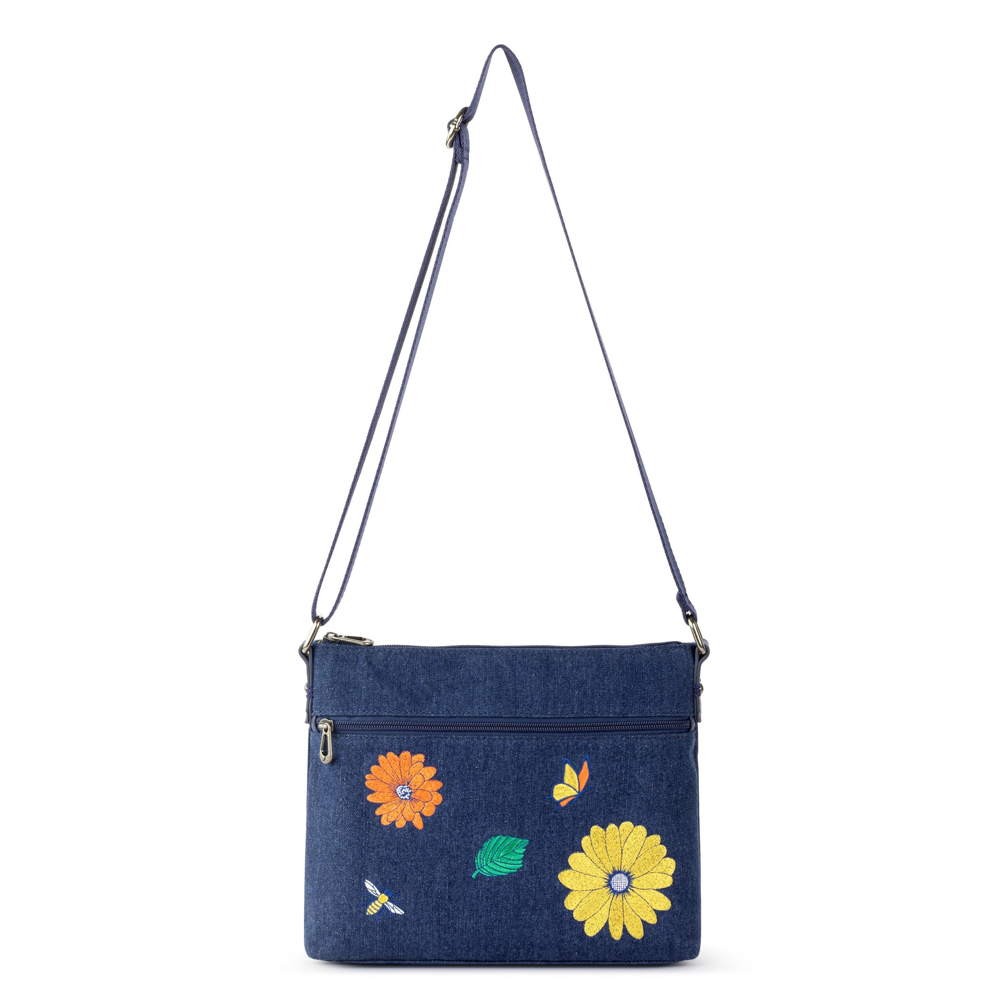 Sakroots Basic Crossbody Denim - |In Bloom Embroidery|