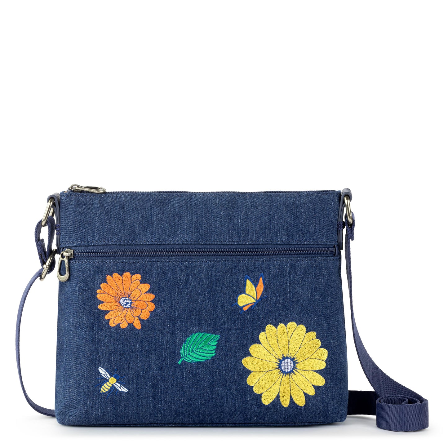 Sakroots Basic Crossbody Denim - |In Bloom Embroidery|