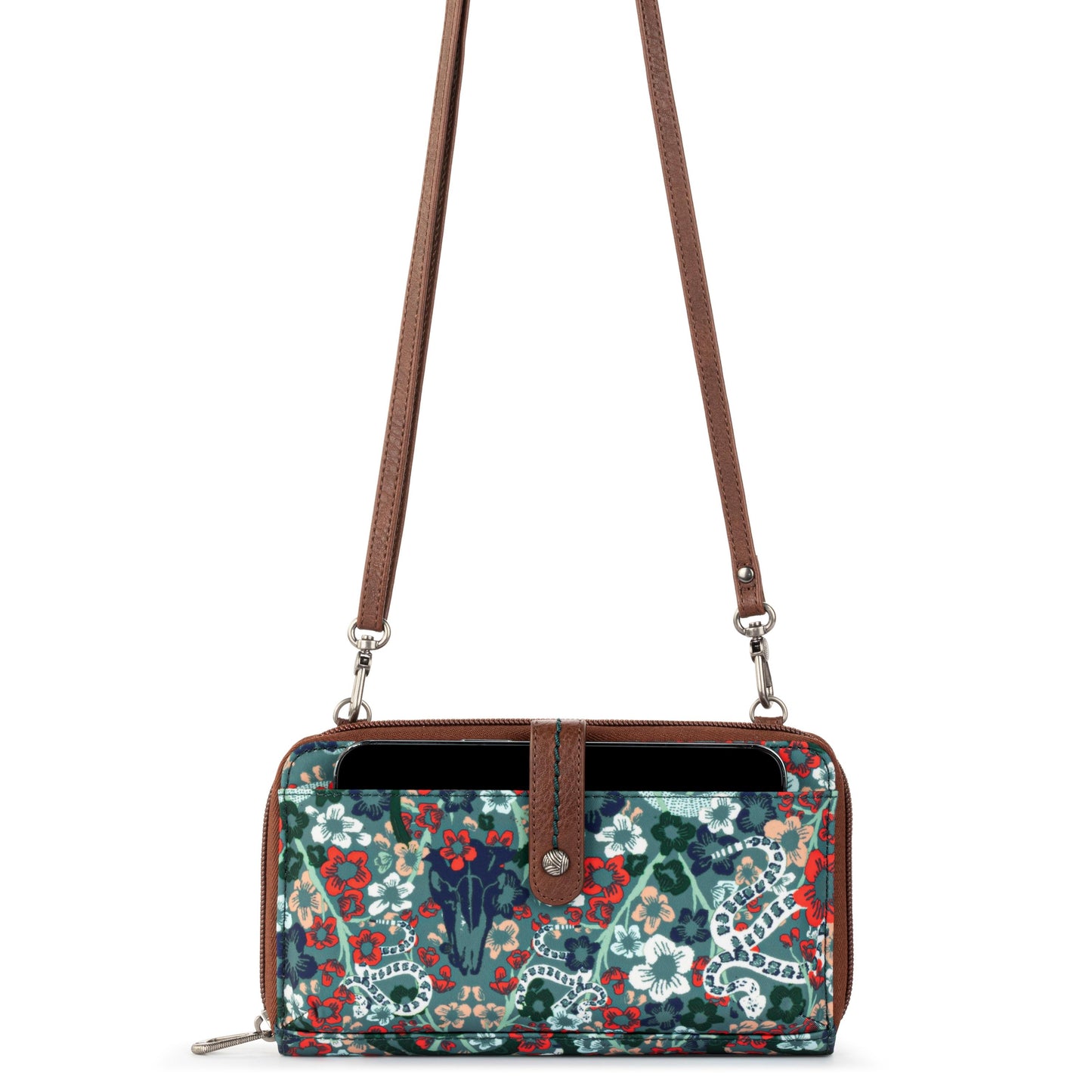 Sakroots Large Smartphone Crossbody EcoTwill - |Emerald Mojave Garden|