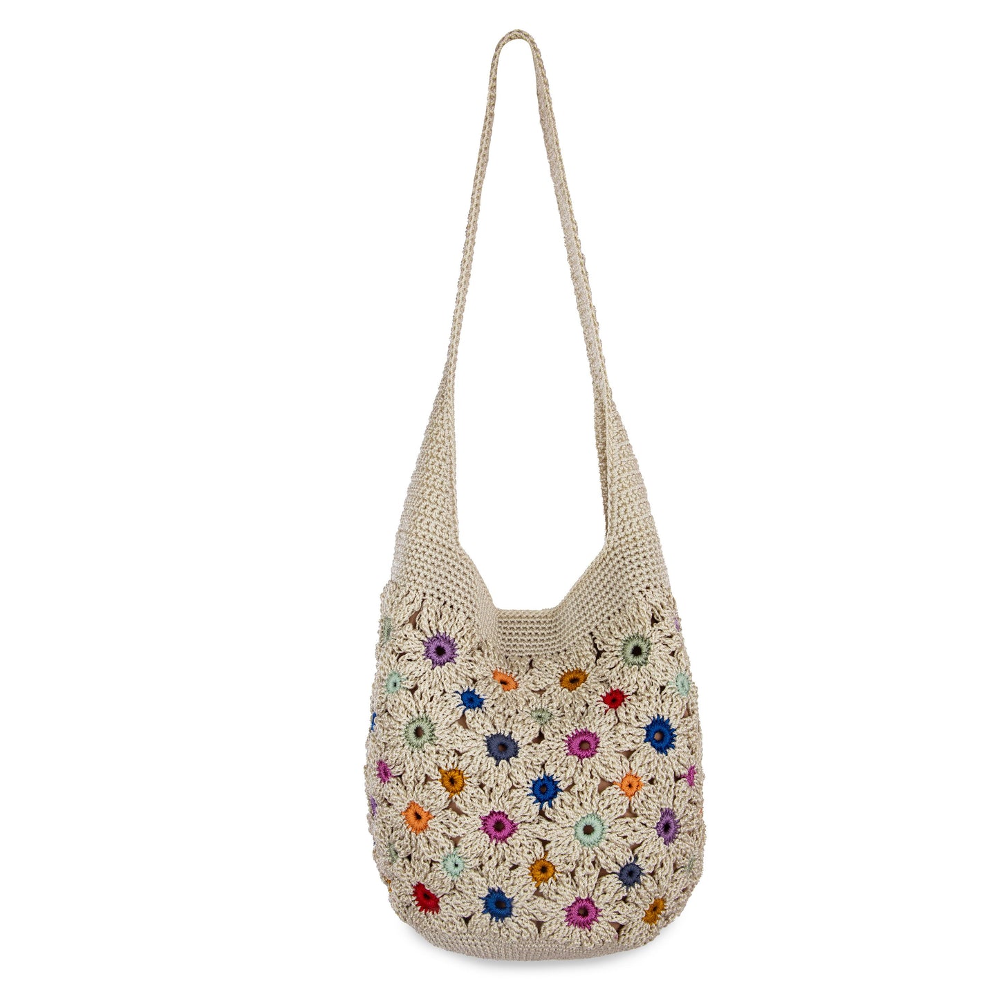The Sak 120 Hobo Crochet - |Natural Multi Flower|