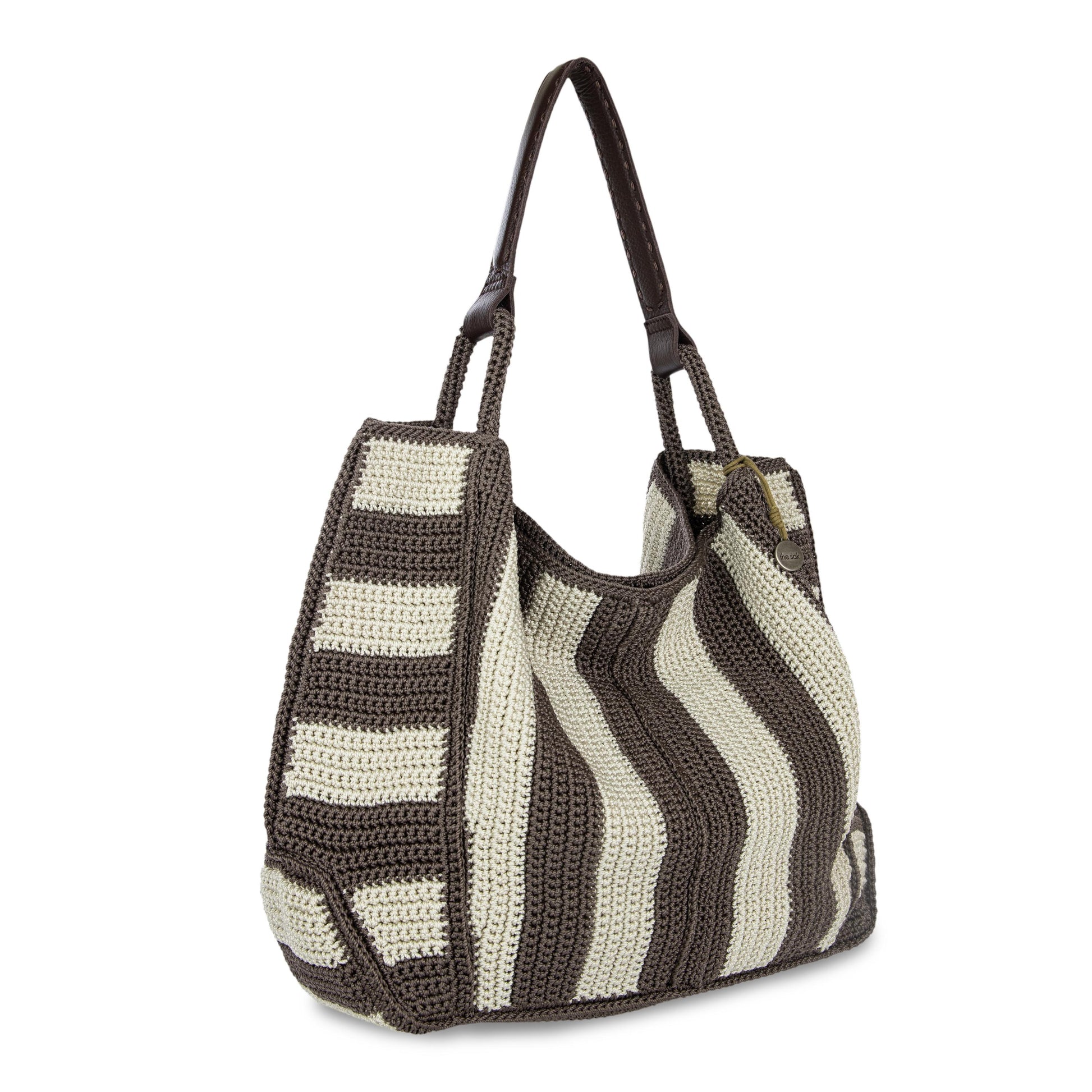 The Sak Los Feliz Slouchy Large Tote Crochet - |Mushroom Stripe|