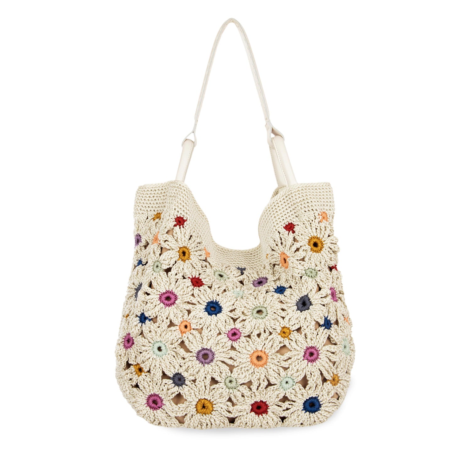 The Sak Los Feliz Slouchy Large Tote Crochet - |Natural Multi Flowers|