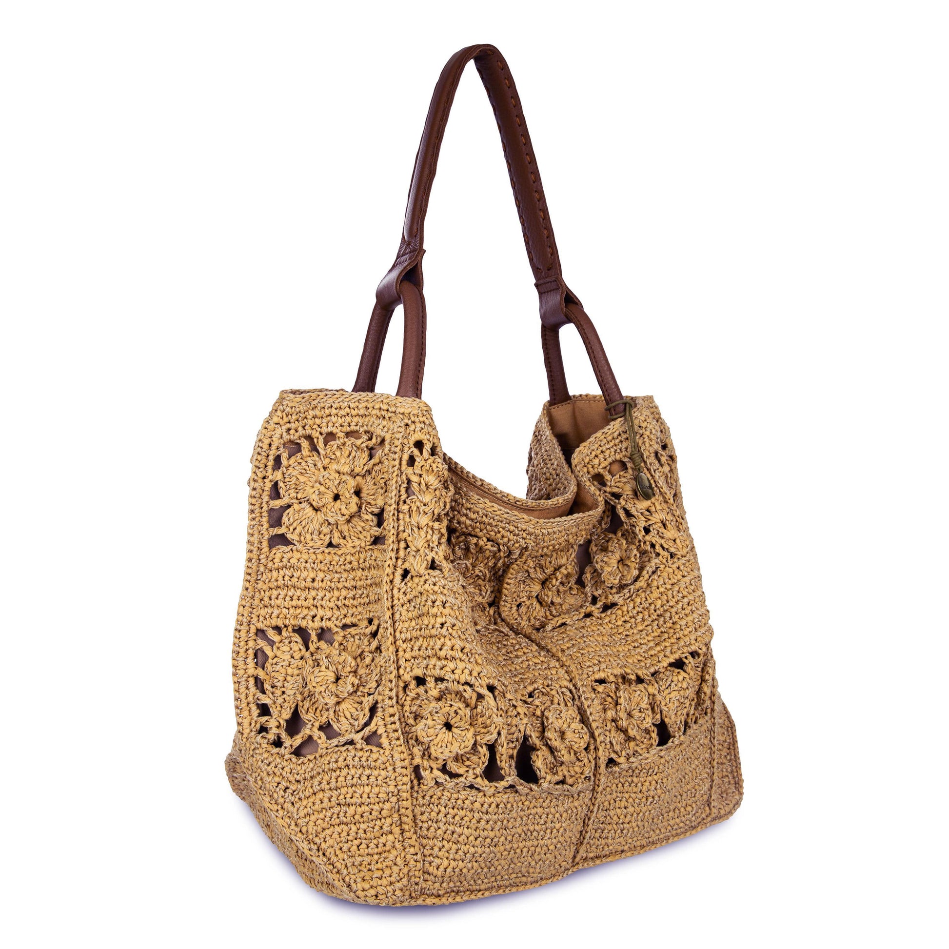 The Sak Los Feliz Slouchy Large Tote Crochet - Natural Tonal Flower