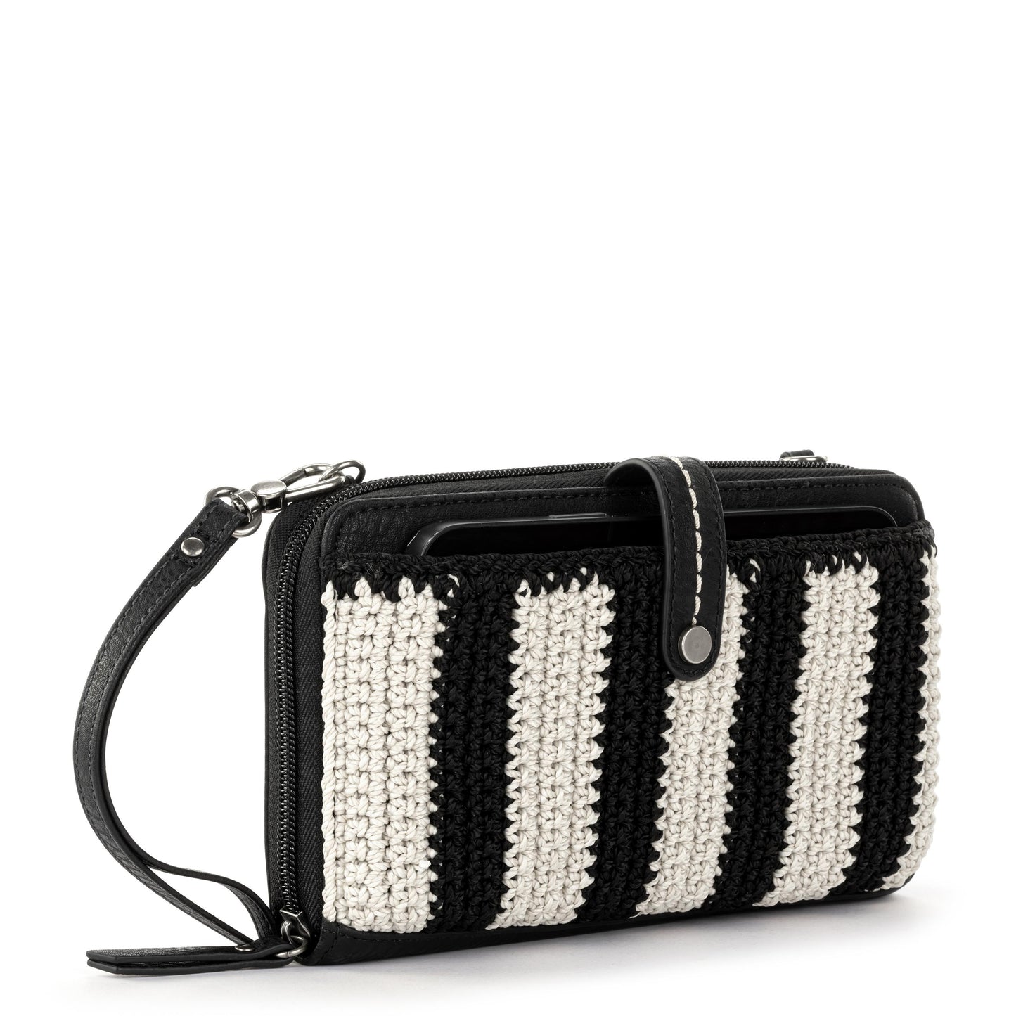 The Sak Iris Large Smartphone Crossbody Crochet - |Black Stripe|