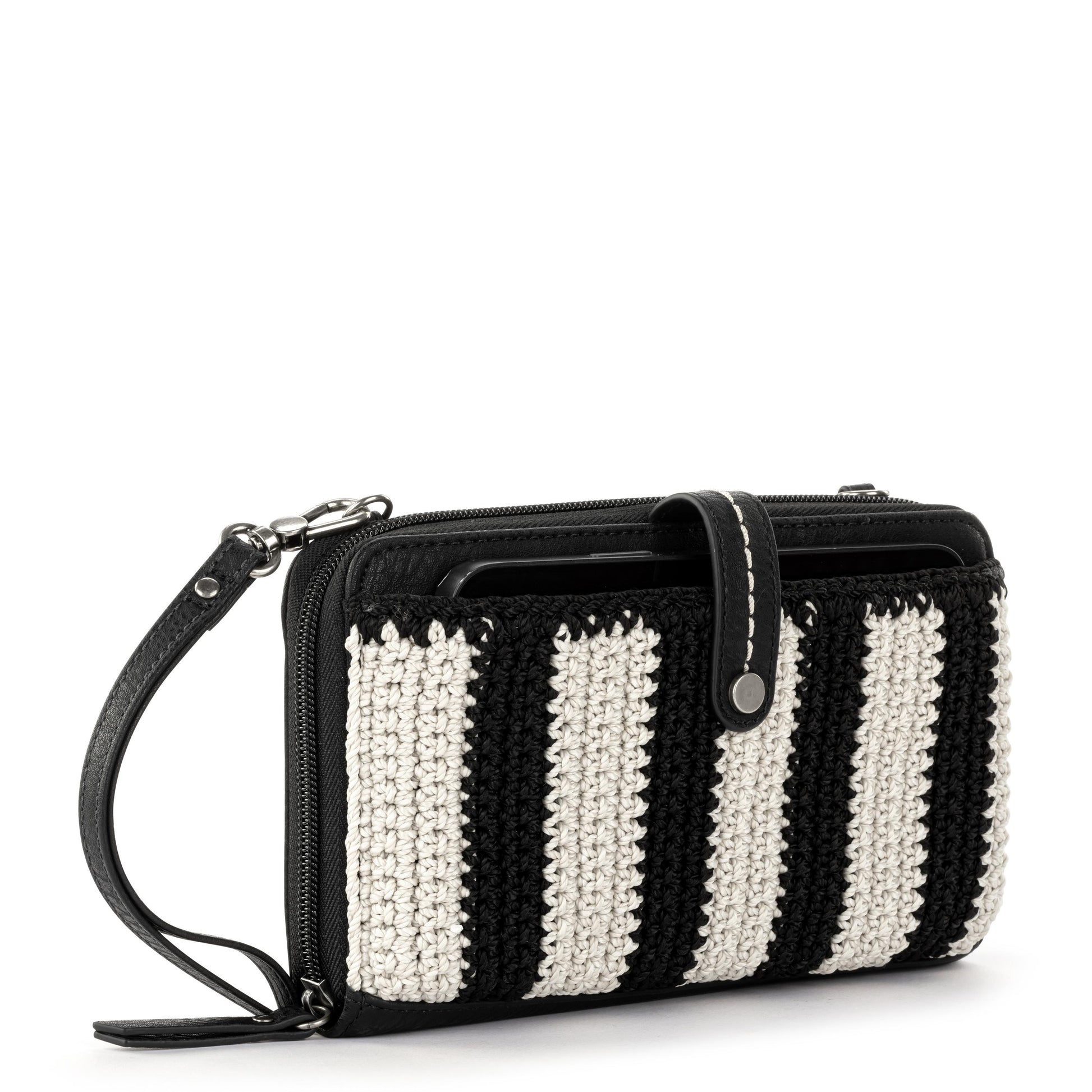 The Sak Iris Large Smartphone Crossbody Crochet - |Black Stripe|