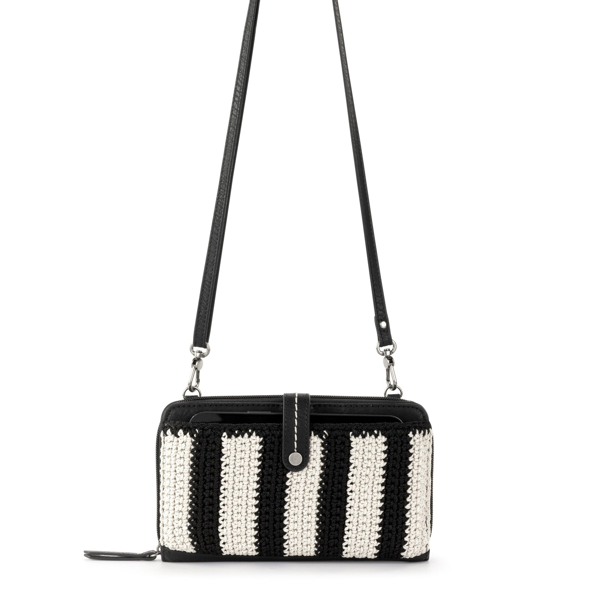 The Sak Iris Large Smartphone Crossbody Crochet - |Black Stripe|