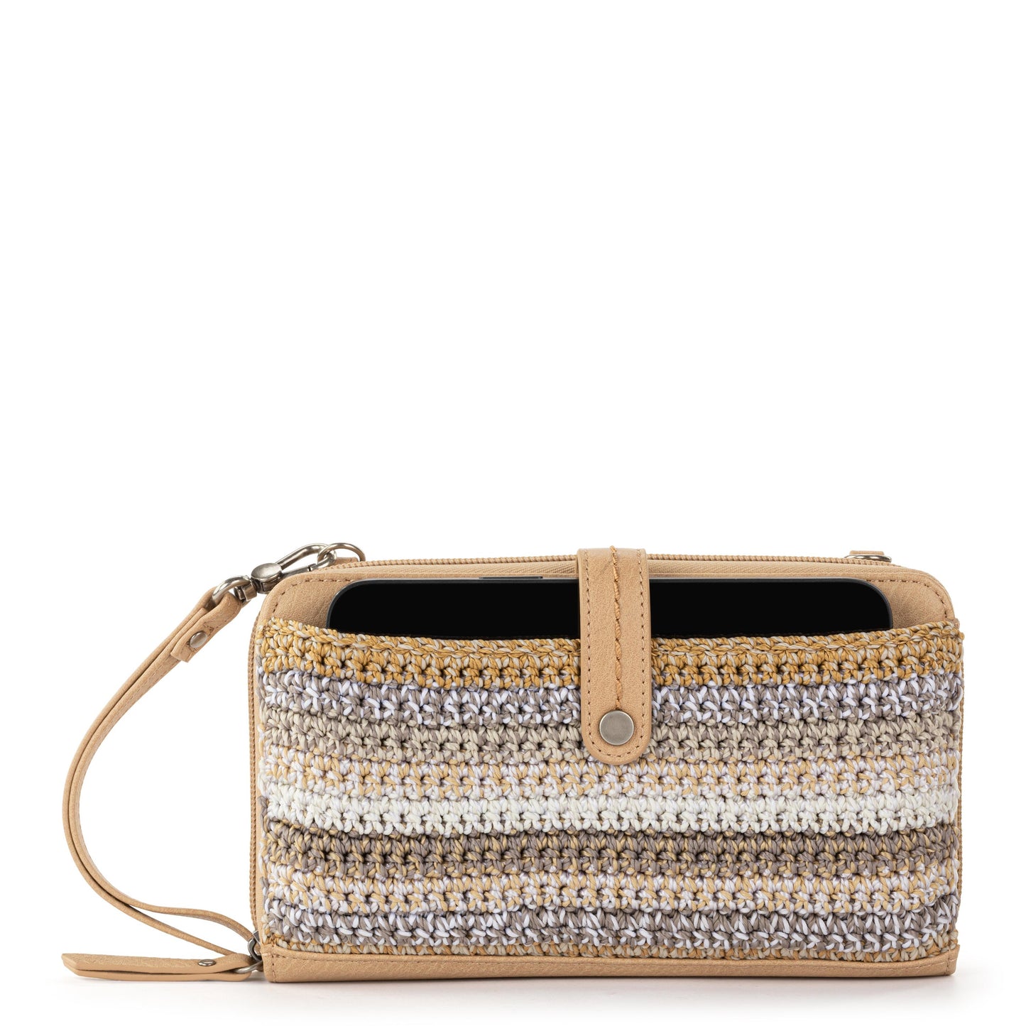 The Sak Iris Large Smartphone Crossbody Crochet - |Sand Stripe|