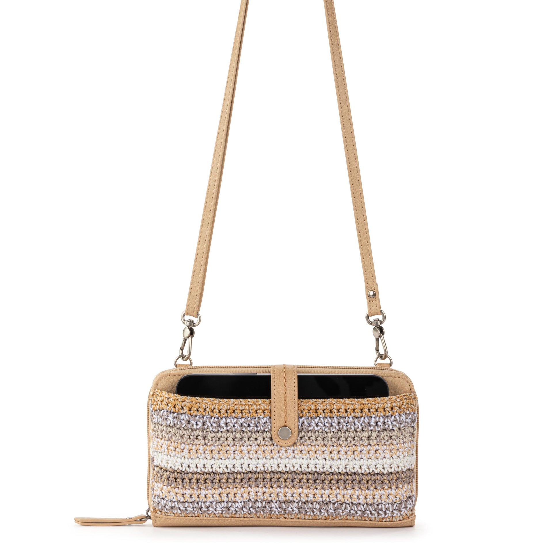 The Sak Iris Large Smartphone Crossbody Crochet - |Sand Stripe|
