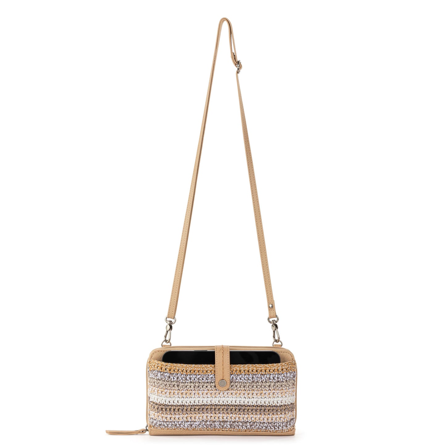 The Sak Iris Large Smartphone Crossbody Crochet - |Sand Stripe|