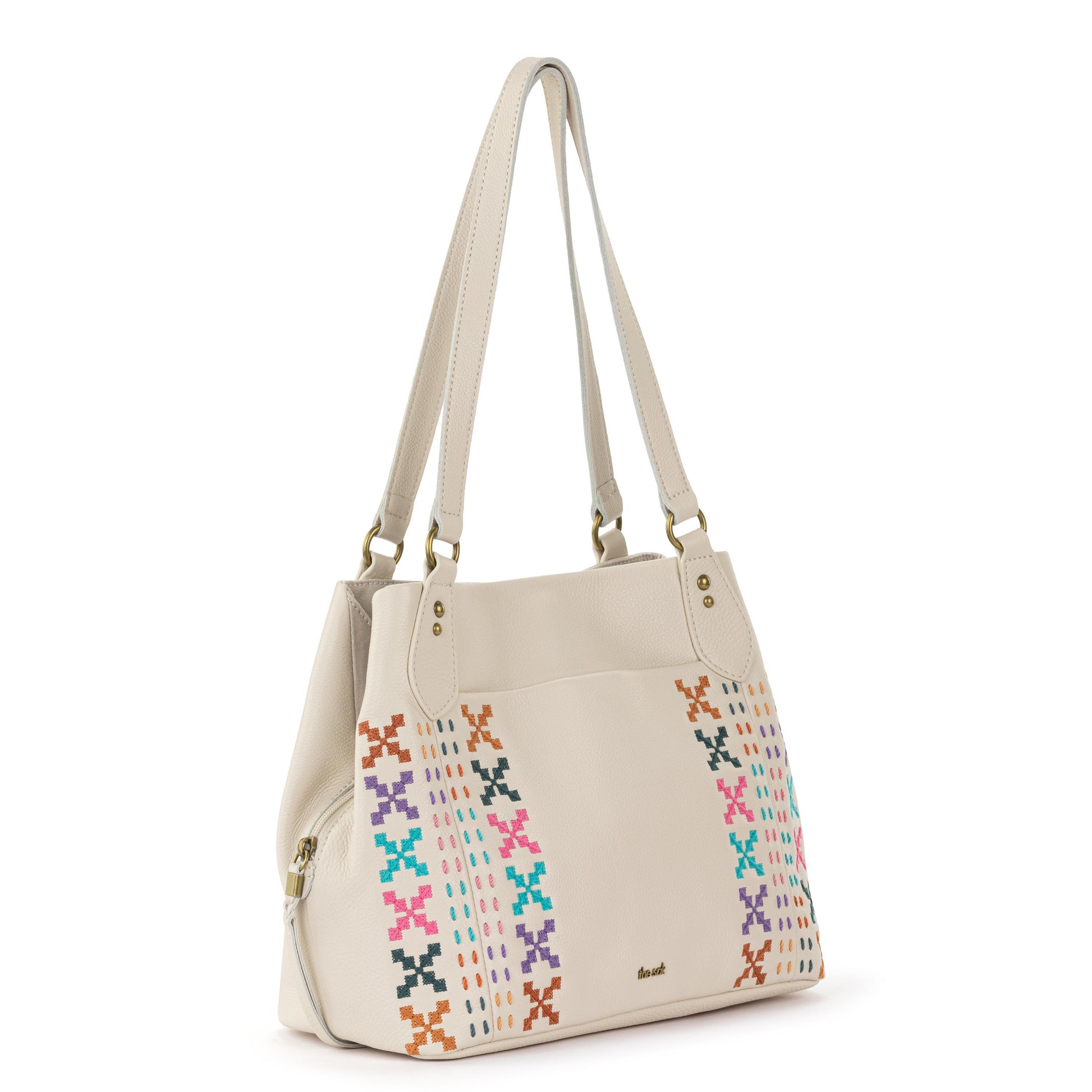 The Sak Melrose Satchel Leather - |Stone Multi Needle Point|