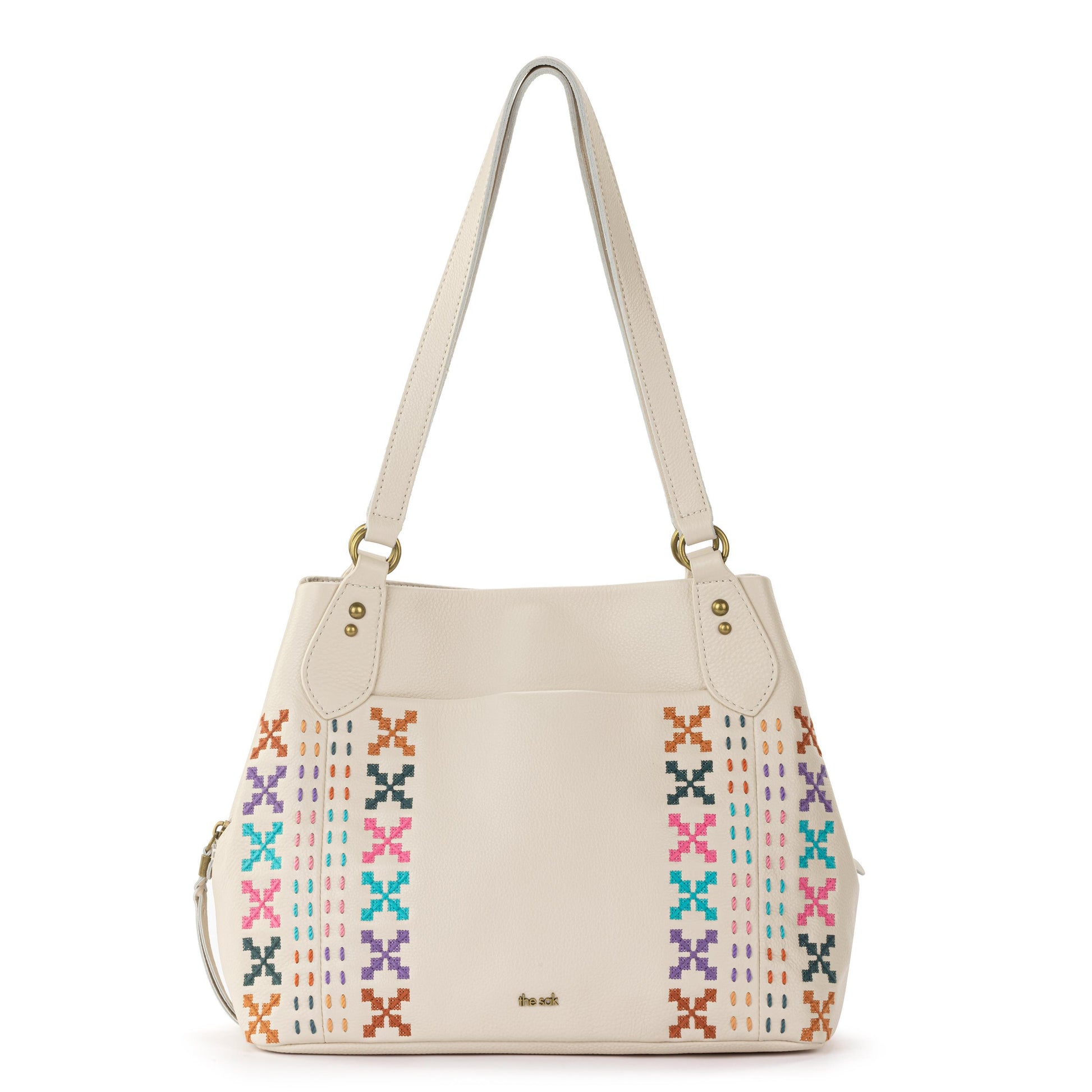 The Sak Melrose Satchel Leather - |Stone Multi Needle Point|