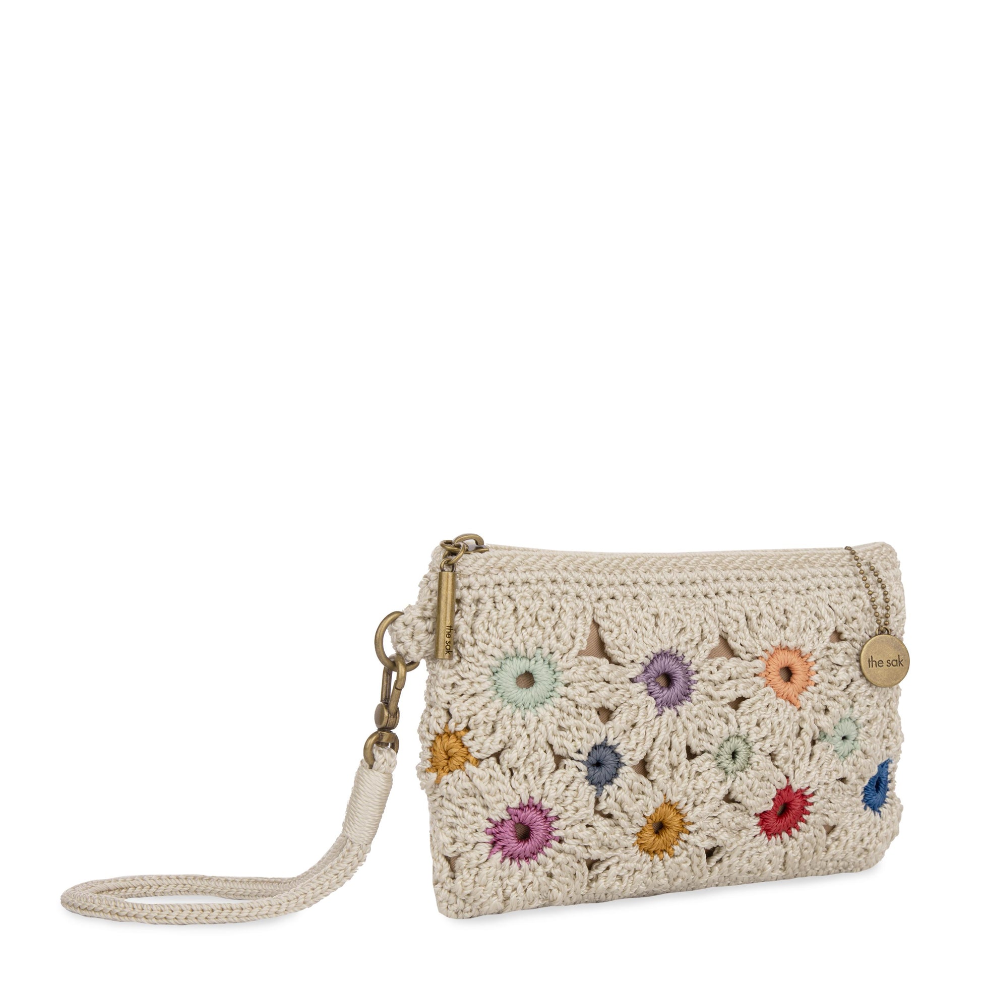 The Sak Vita Wristlet Crochet - |Natural Multi Flower|
