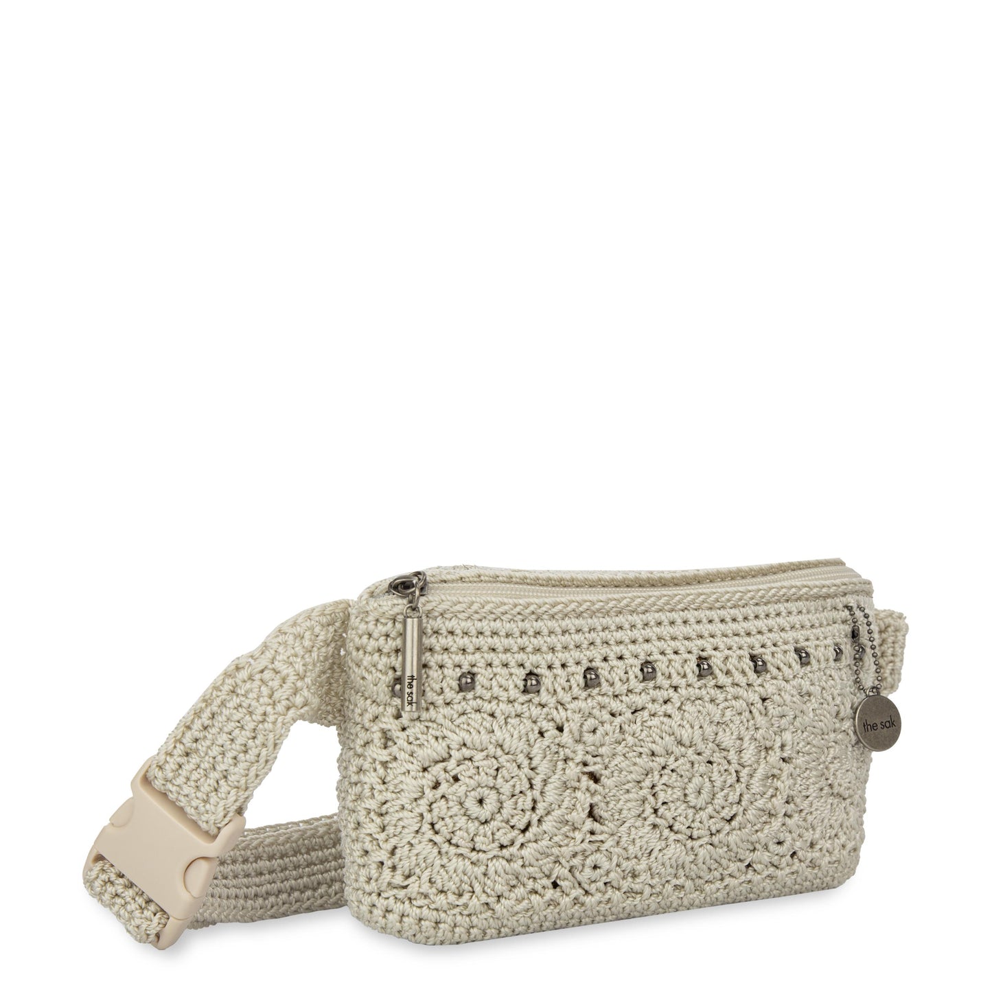 The Sak Caraway Small Belt Bag Crochet - Natural Medallion