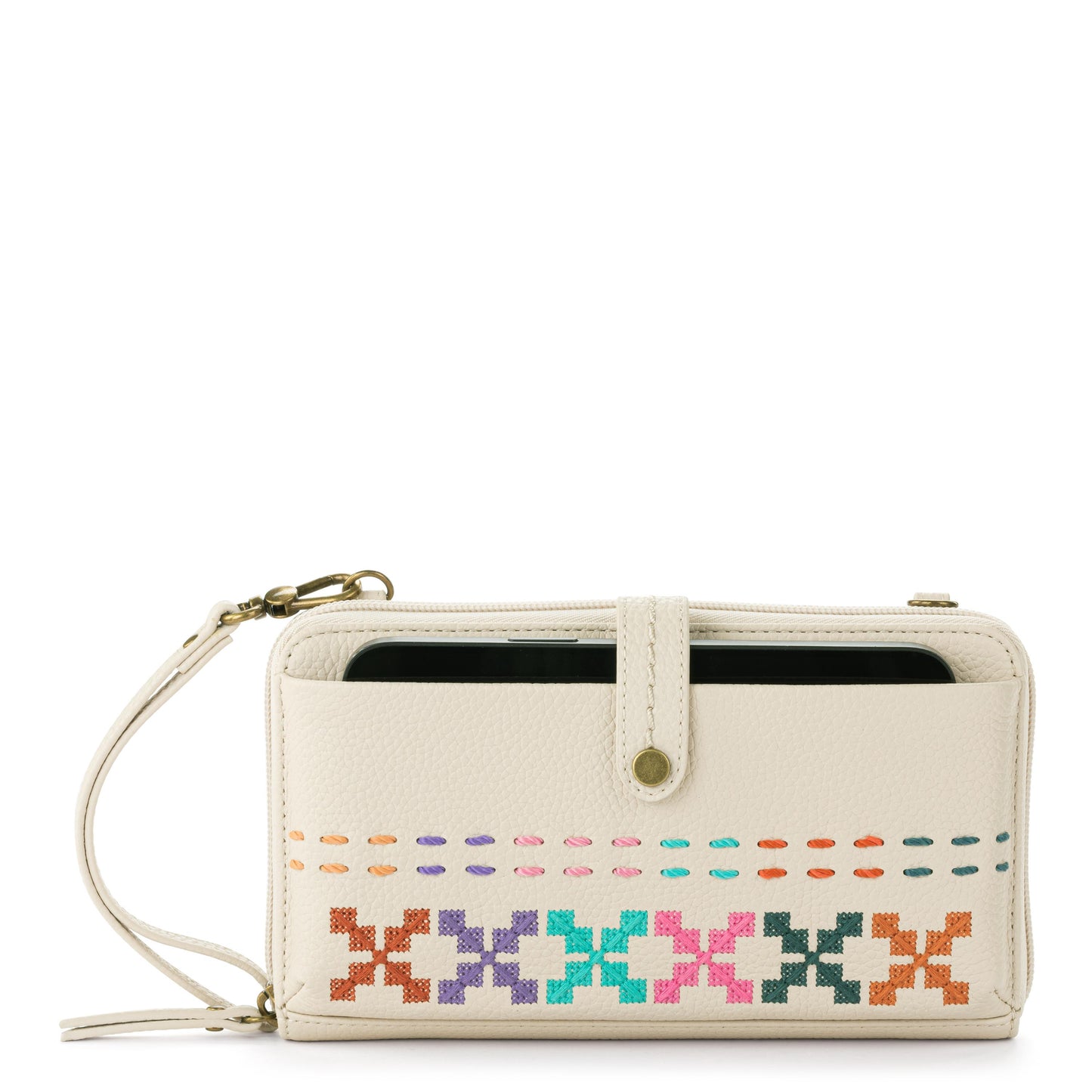 The Sak Iris Large Smartphone Crossbody Leather - |Stone Multi Needlepoint|
