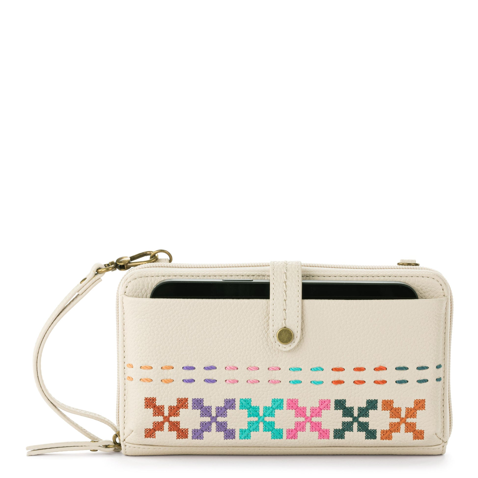 The Sak Iris Large Smartphone Crossbody Leather - |Stone Multi Needlepoint|