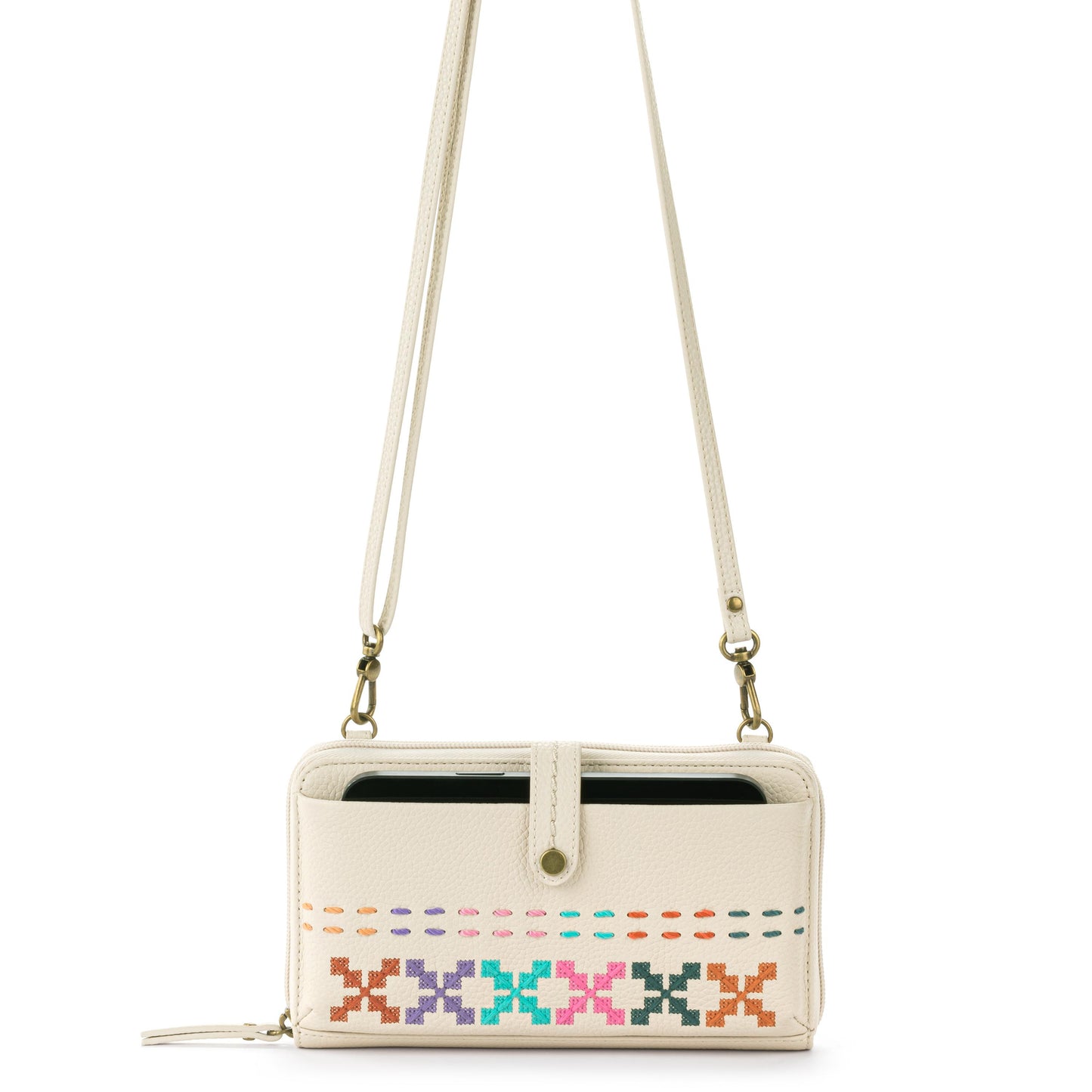 The Sak Iris Large Smartphone Crossbody Leather - |Stone Multi Needlepoint|