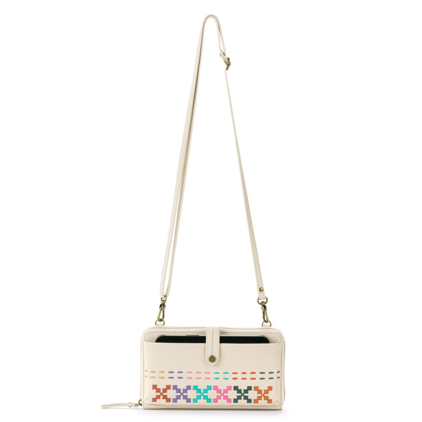 The Sak Iris Large Smartphone Crossbody Leather - |Stone Multi Needlepoint|