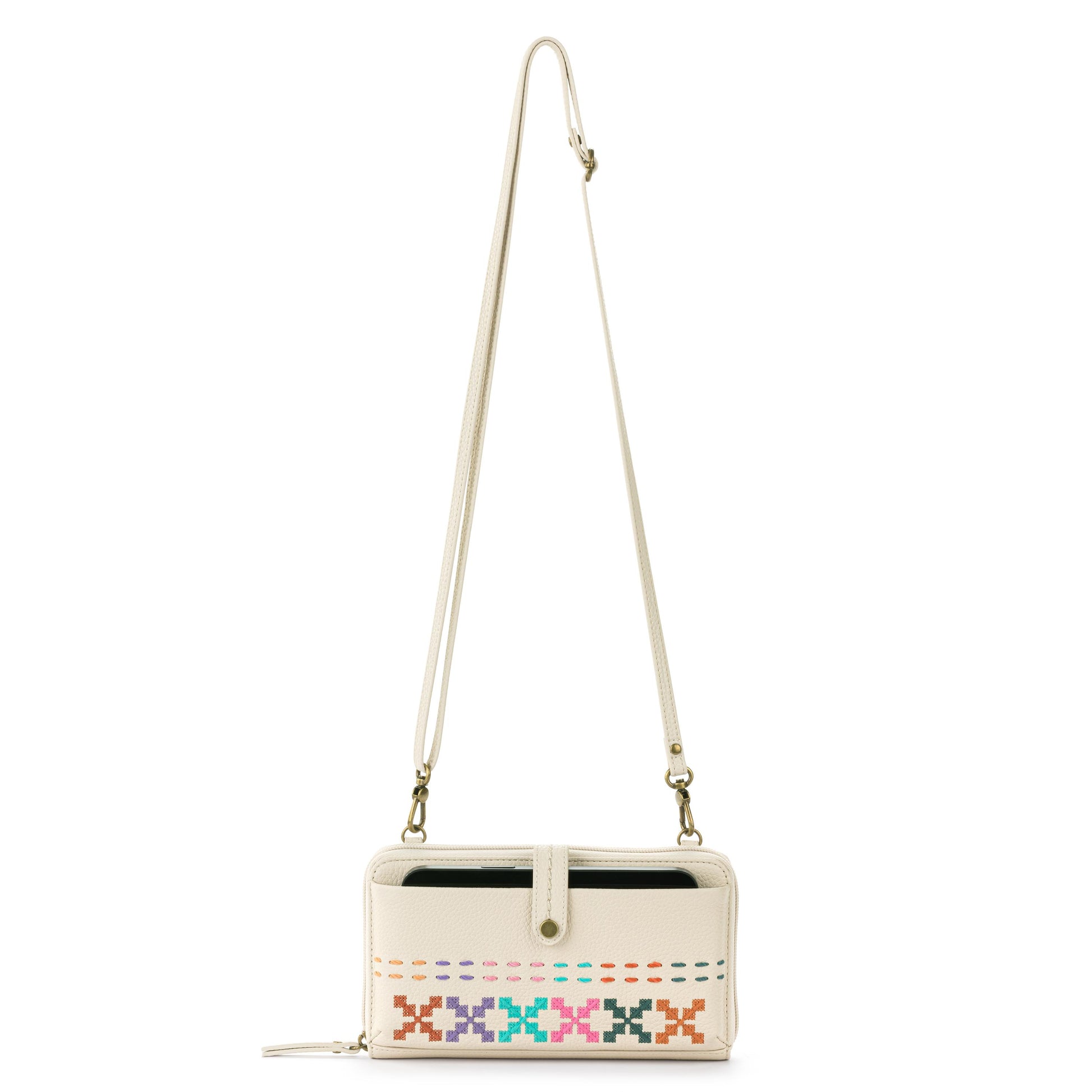 The Sak Iris Large Smartphone Crossbody Leather - |Stone Multi Needlepoint|