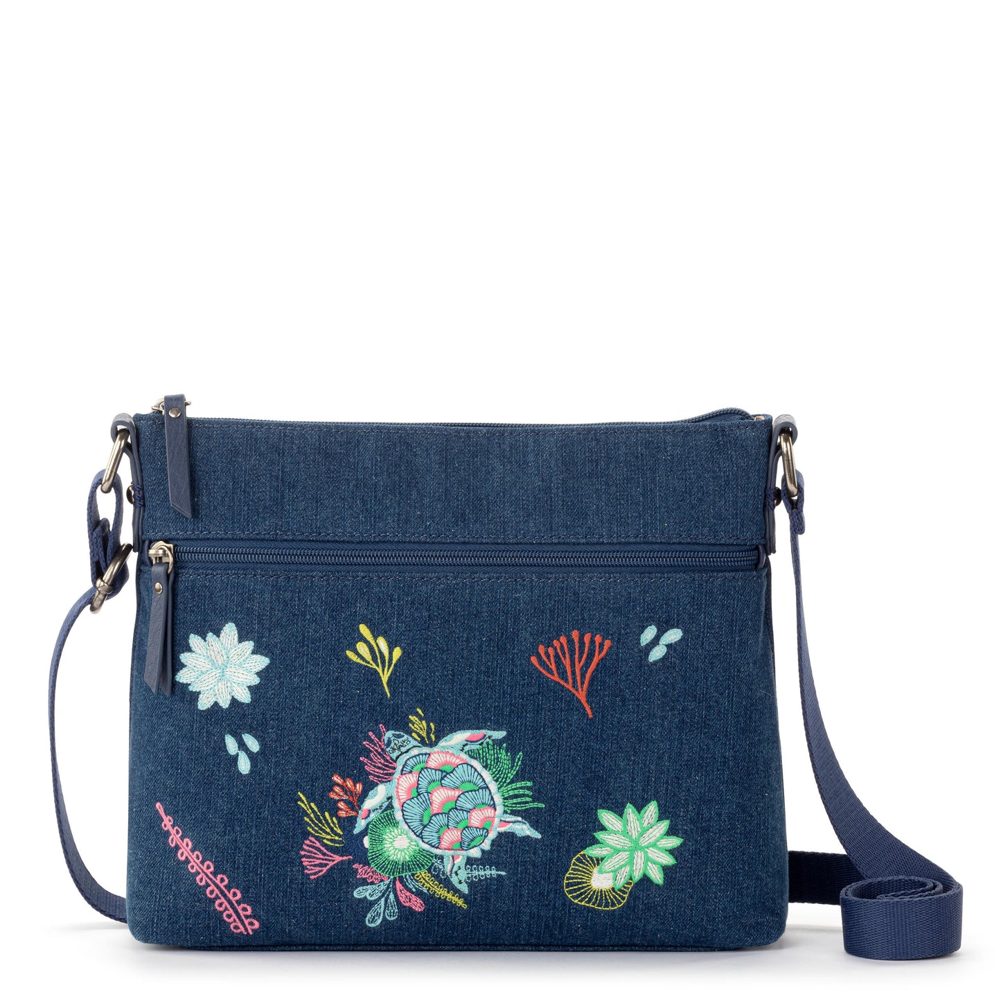 Sakroots Basic Crossbody Denim - |Reef Seascape Embroidery|