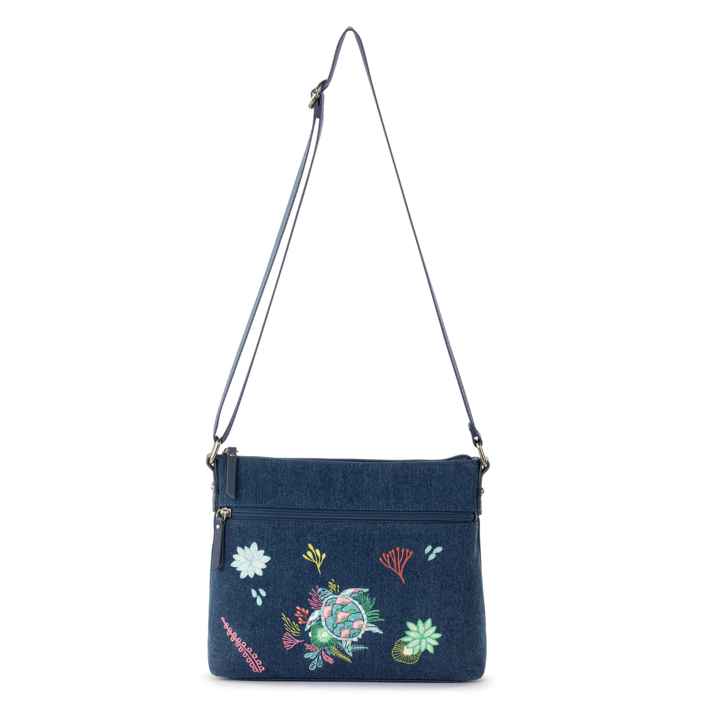 Sakroots Basic Crossbody Denim - |Reef Seascape Embroidery|