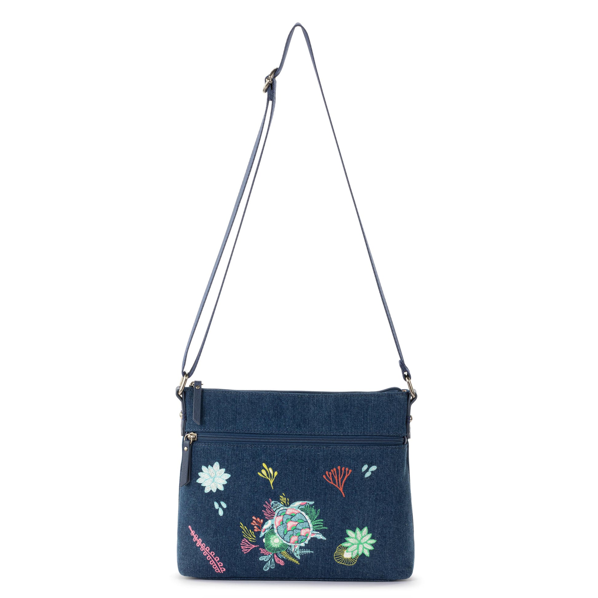 Sakroots Basic Crossbody Denim - |Reef Seascape Embroidery|