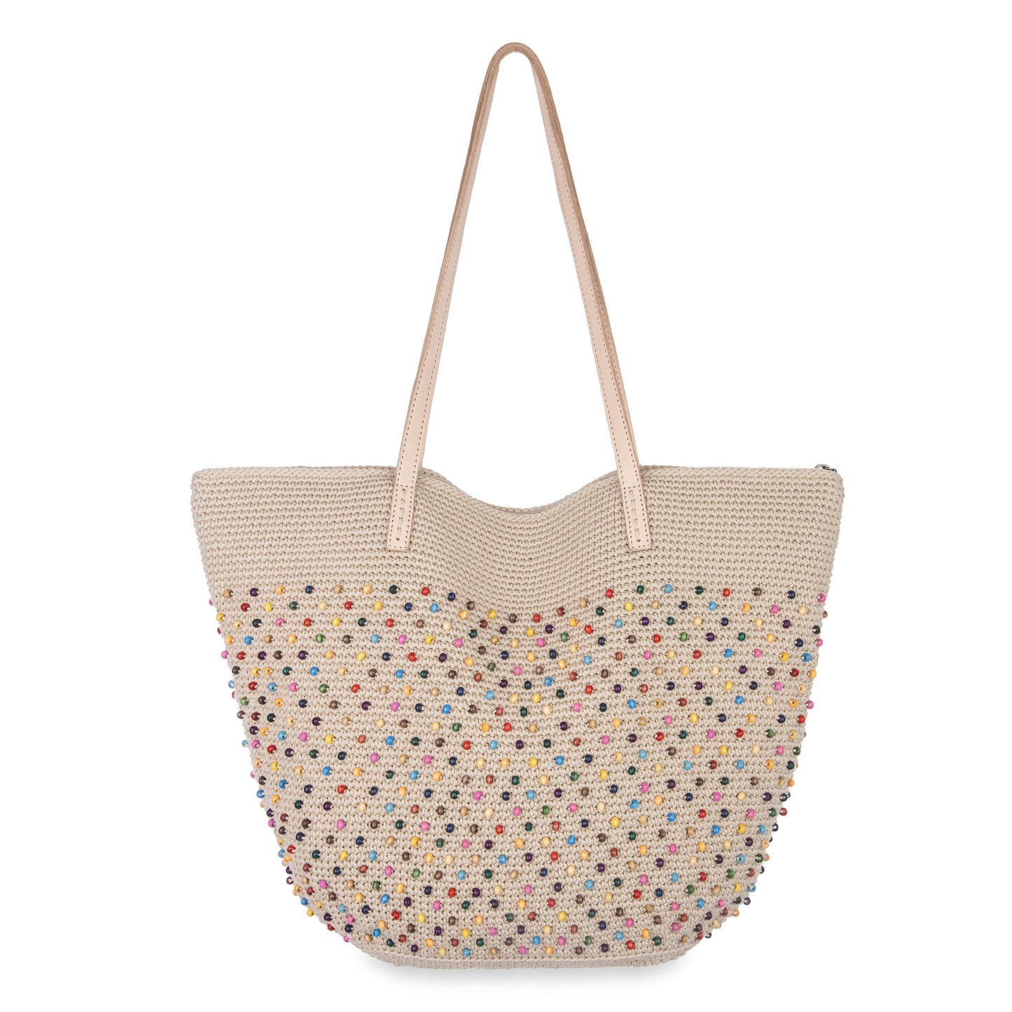 The Sak Faye Large Tote Crochet - Ecru Multi Beads