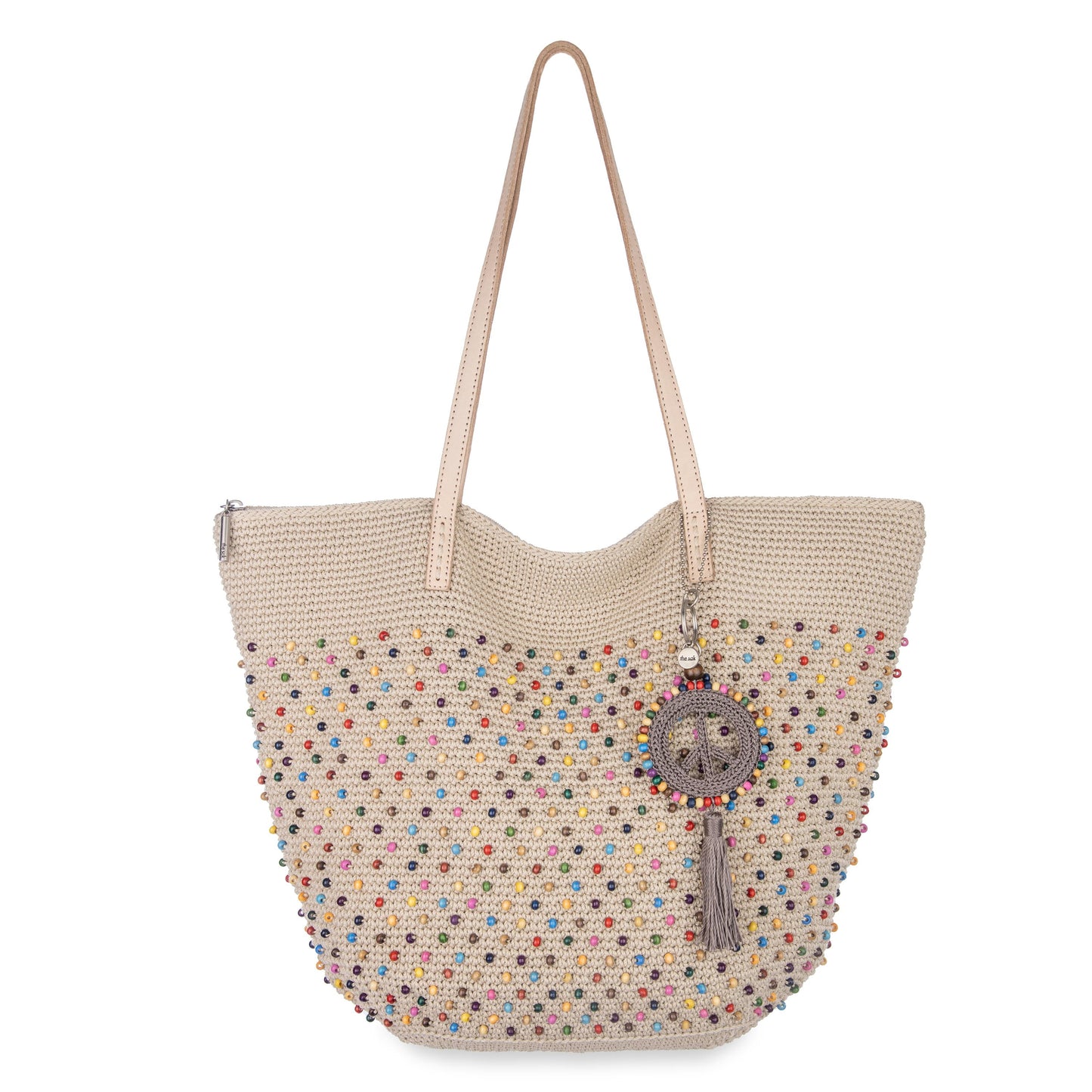 The Sak Faye Large Tote Crochet - Ecru Multi Beads