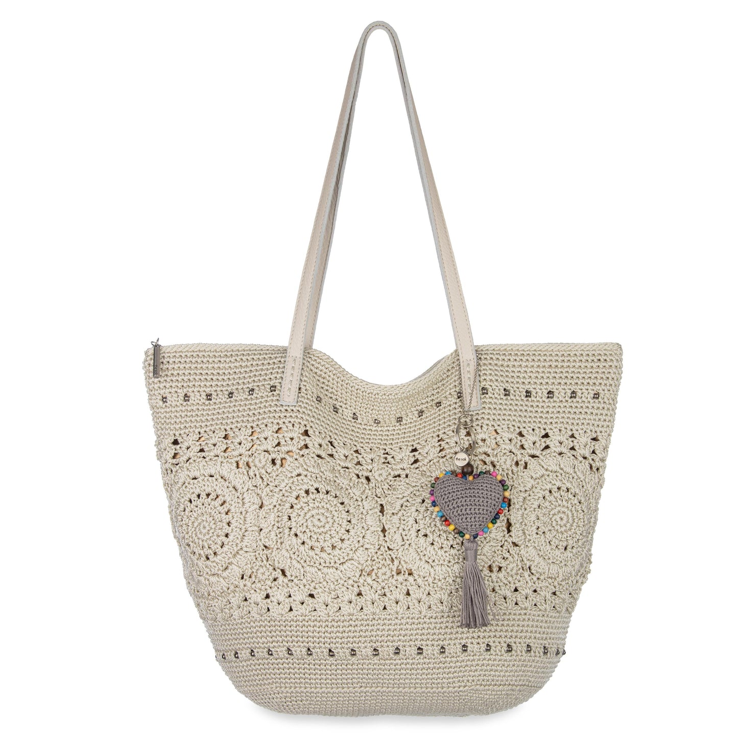 The Sak Faye Large Tote Crochet - Natural Medallion