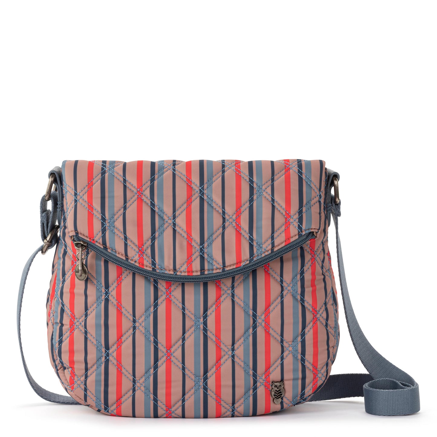Sakroots Foldover Crossbody EcoTwill - Vintage Multi Stripe Diamond Quilted