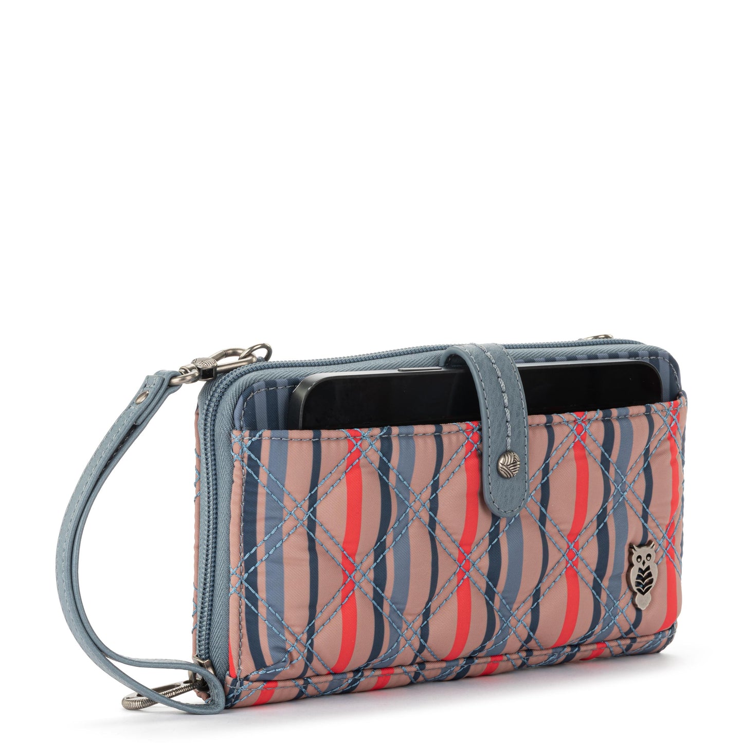 Sakroots Large Smartphone Crossbody EcoTwill - |Vintage Multi Stripe Diamond Quilted|