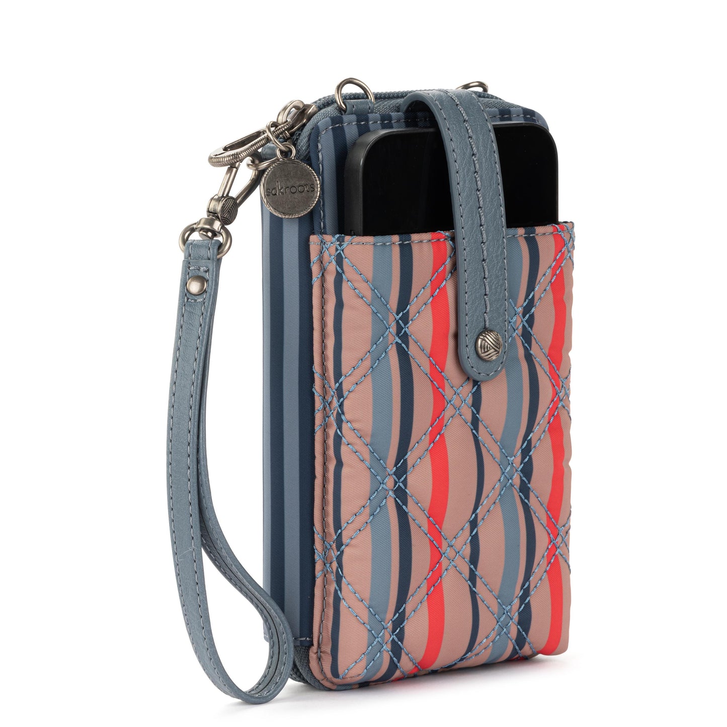 Sakroots Salinas Smartphone Crossbody EcoTwill - |Vintage Multi Stripe Diamond Quilted|